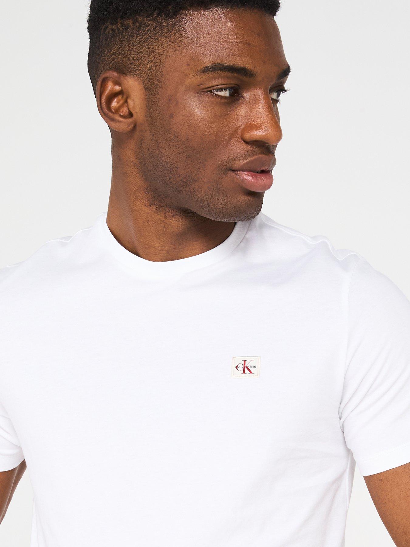 Image 4 of 5 of Calvin Klein Jeans Left Chest Woven Badge T-Shirt - White