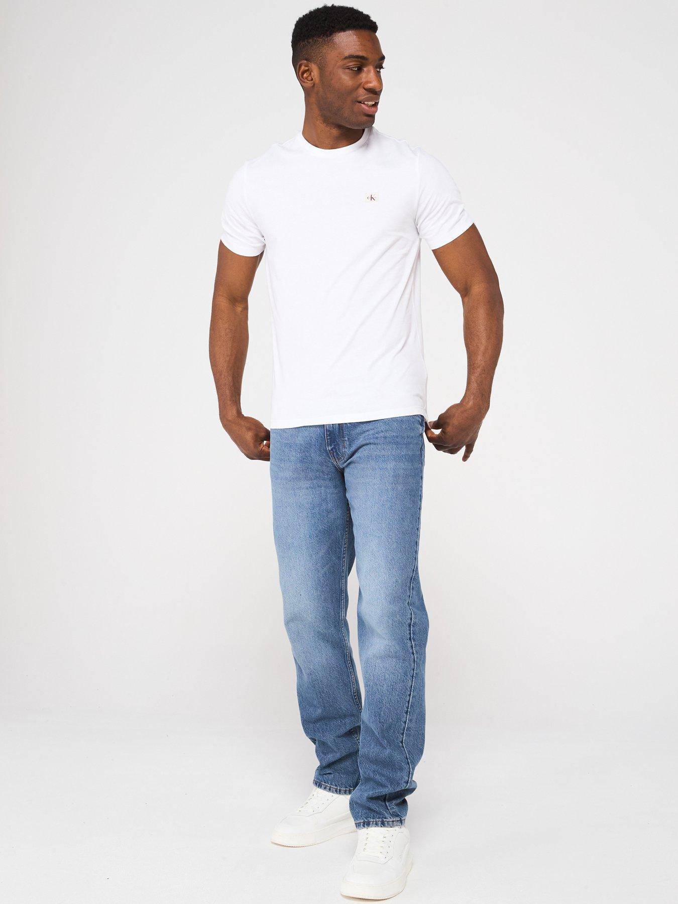 Image 5 of 5 of Calvin Klein Jeans Left Chest Woven Badge T-Shirt - White