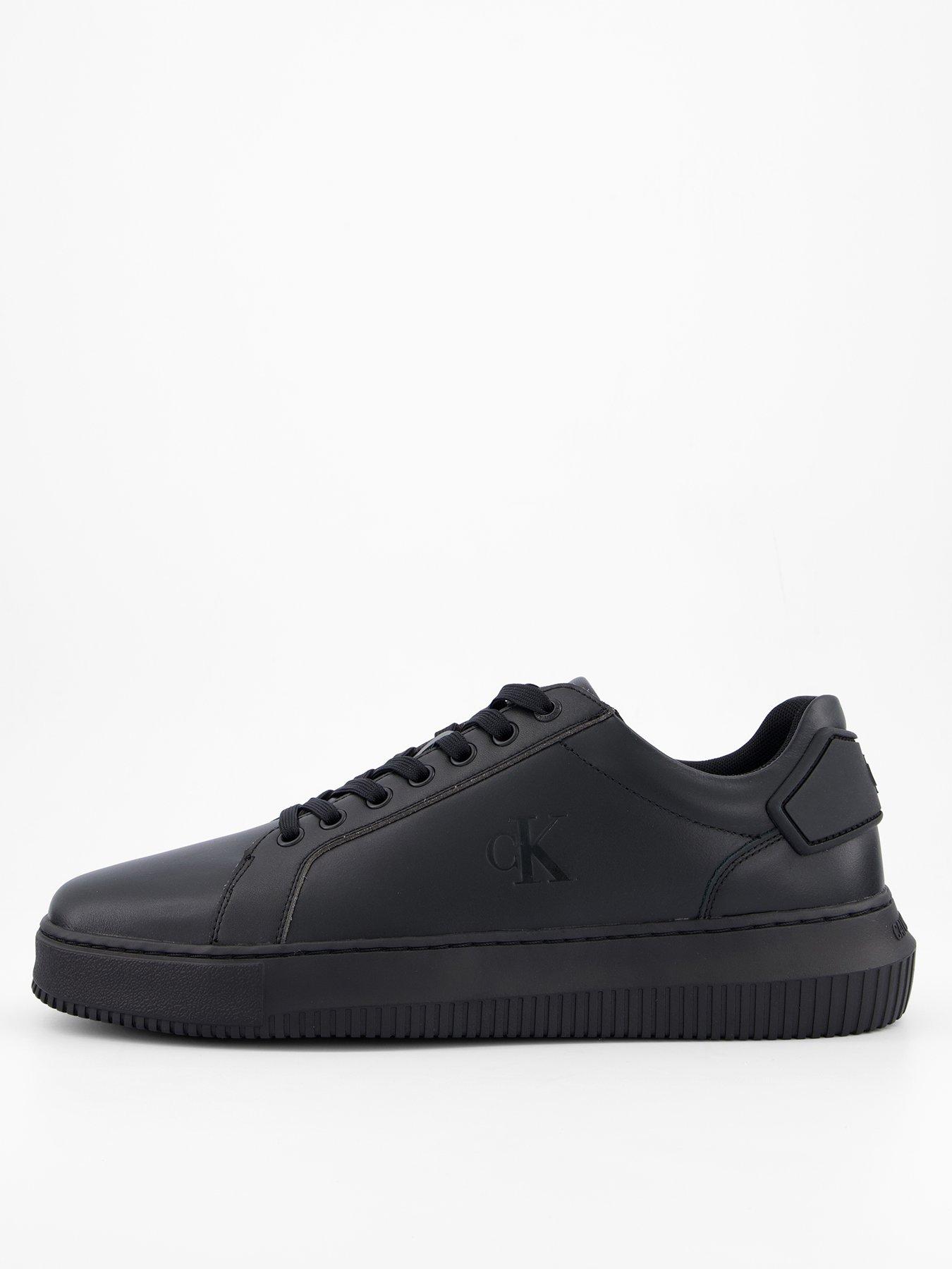 undefined Chunky Leather Cupsole Trainers - Black