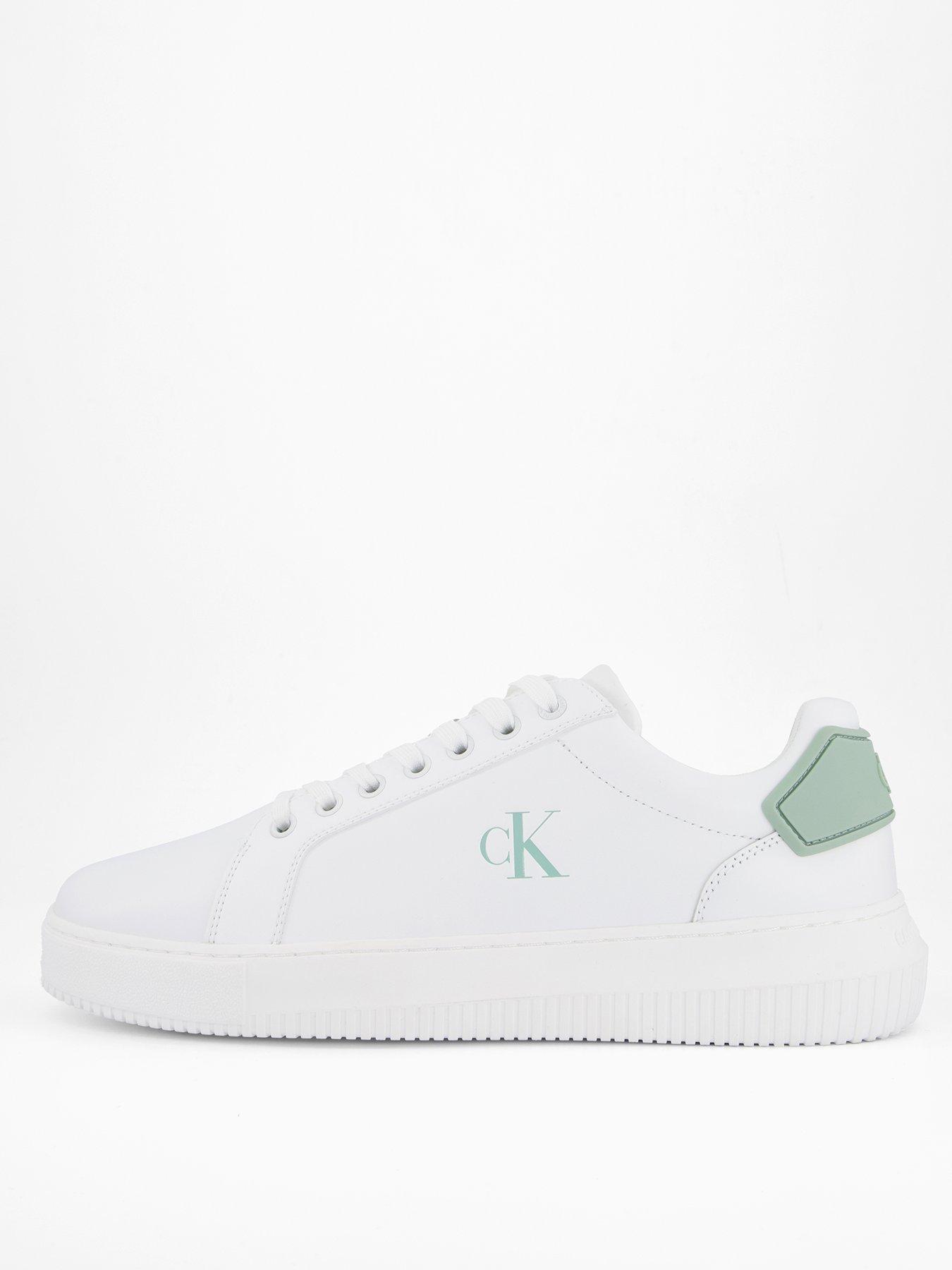 Calvin Klein Chunky Leather Cupsole Trainers - White/Green