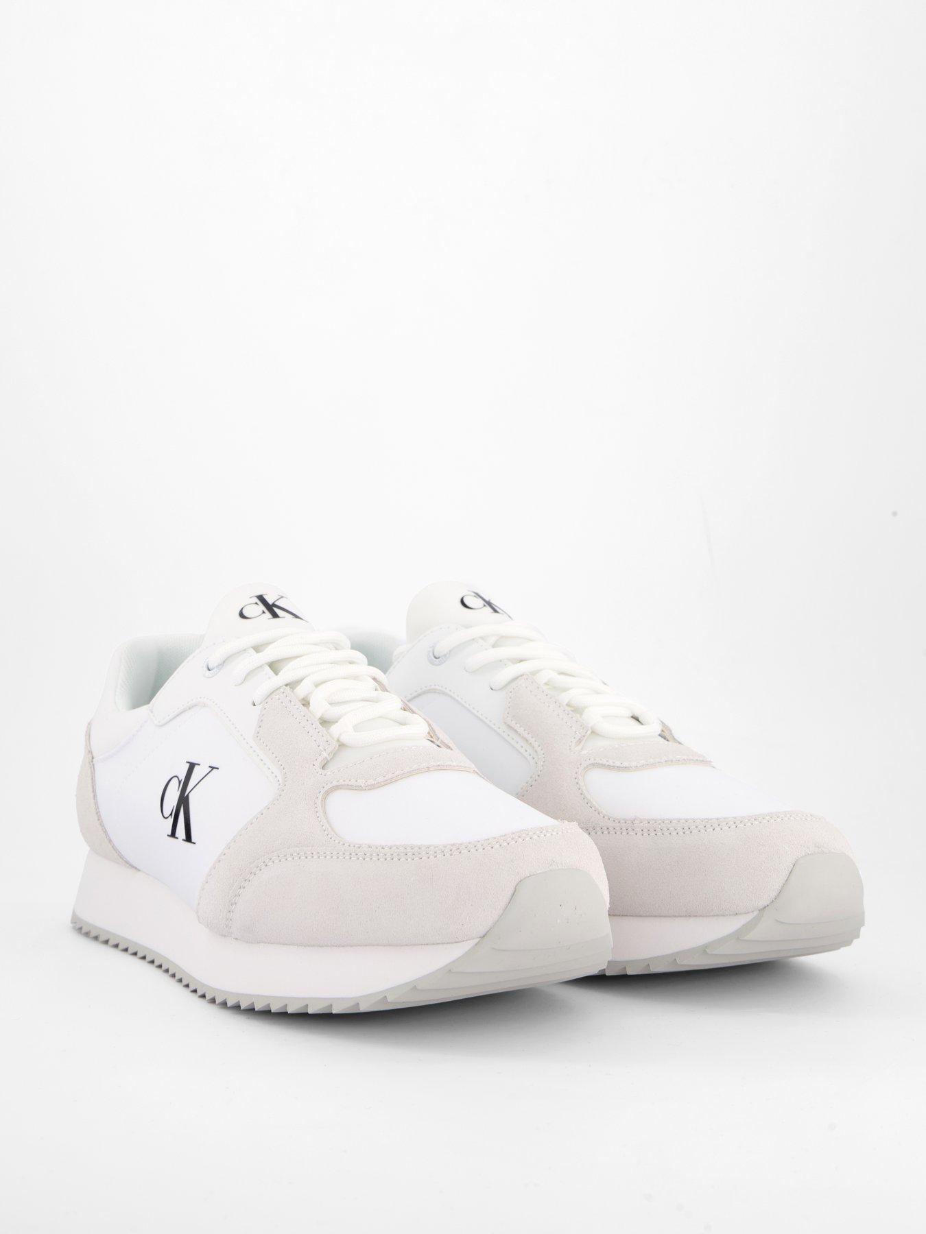 Image 6 of 7 of Calvin Klein Retro Nylon Suede Runner Trainers - White