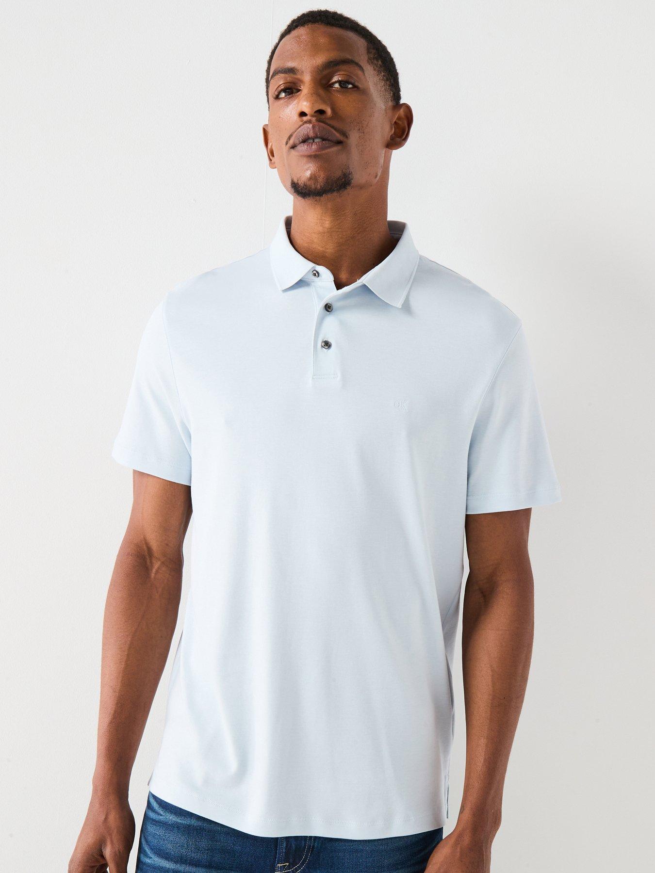 Calvin Klein Supima Cotton Small Chest Logo Polo Shirt - Light Blue