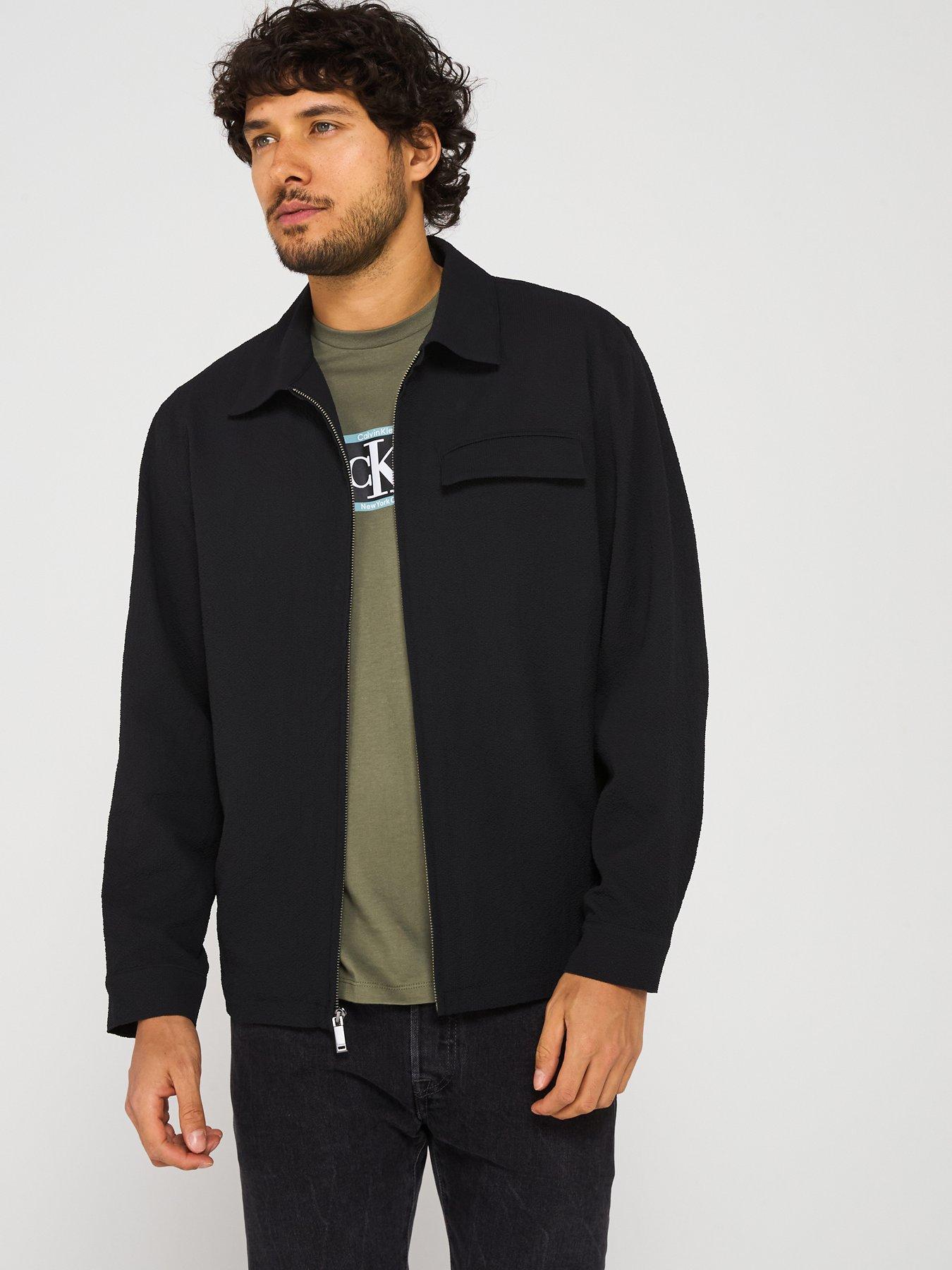 undefined Long Sleeve Seersucker Overshirt - Black