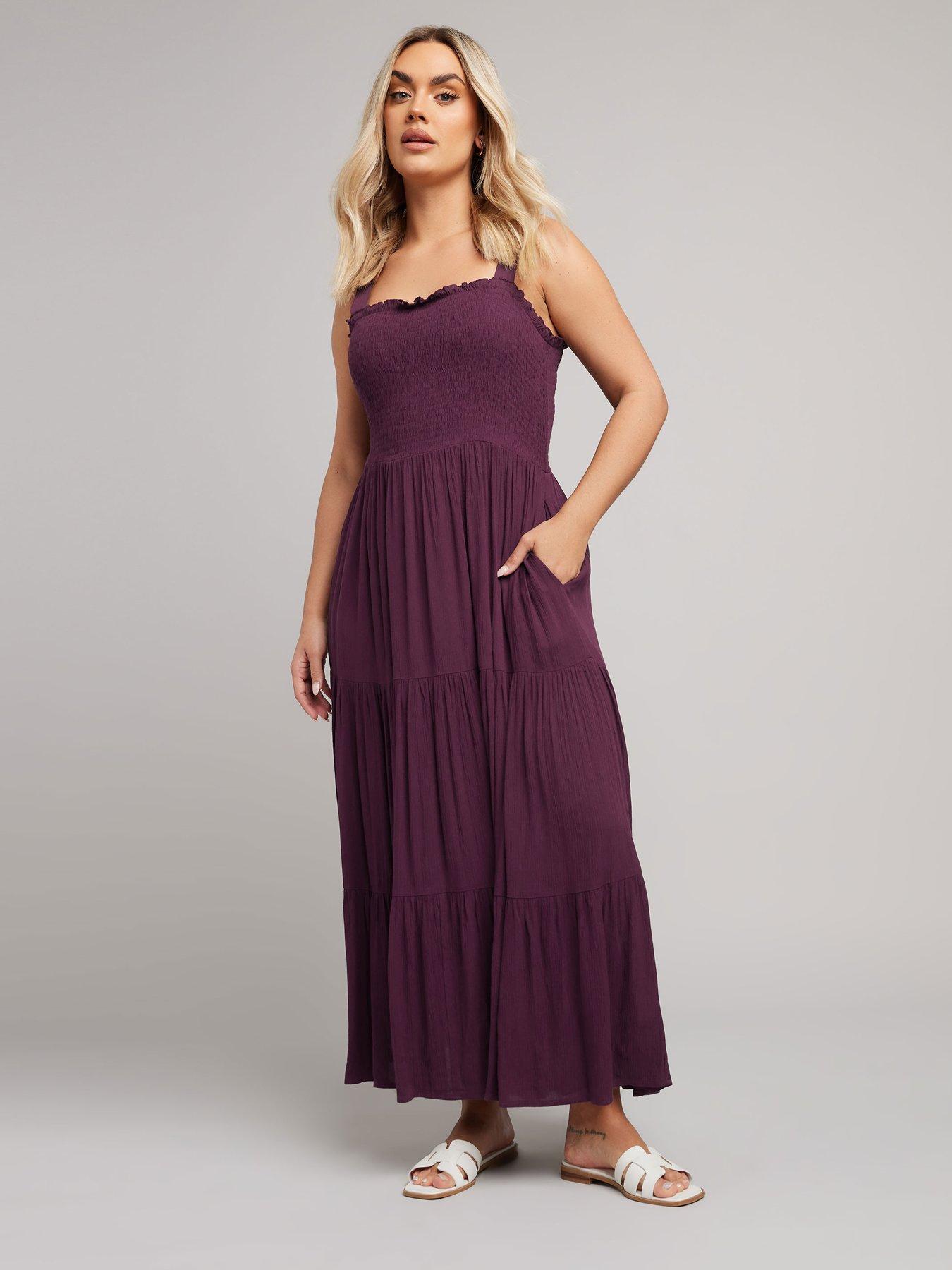 Image 3 of 4 of Yours Curve Shirred Strappy Maxi Dress