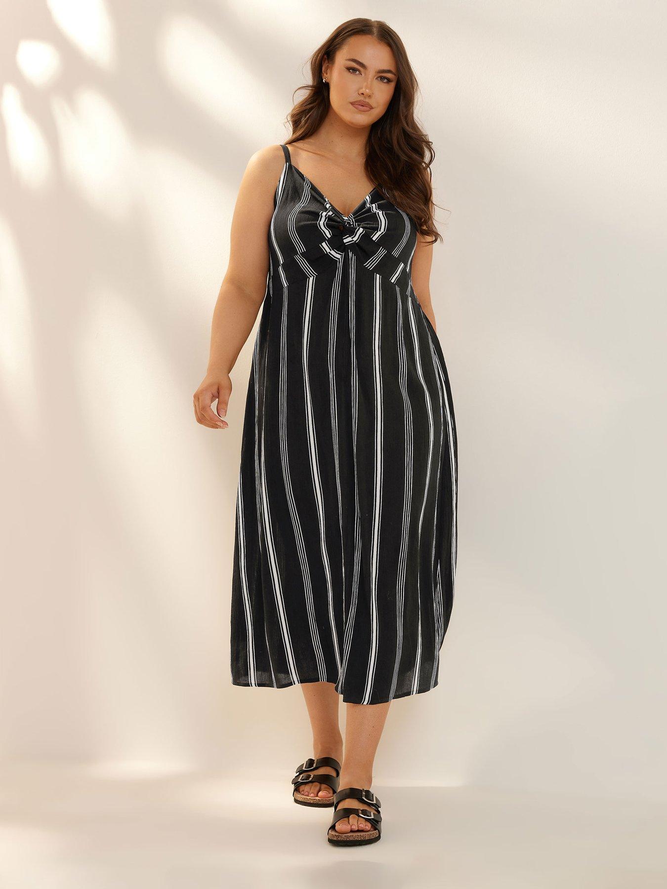 Image 3 of 4 of Yours Curve Twist Knot Stripe Dress