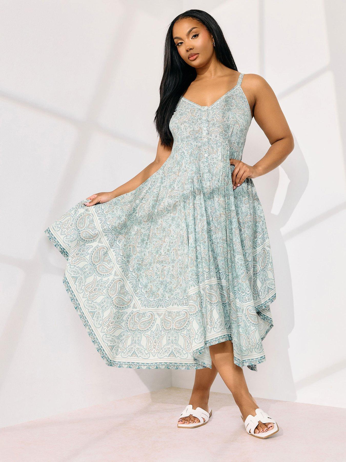 undefined Curve Hanky Hem Border Dress