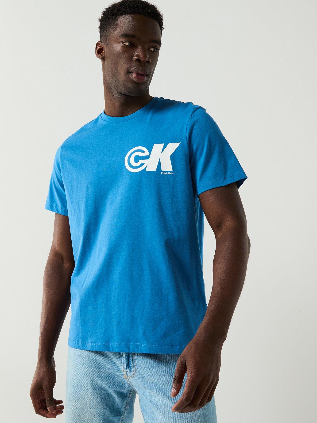 Short Sleeve Tee Shirt Calvin Klein Bleu CALVIN KLEIN Blue Cotton