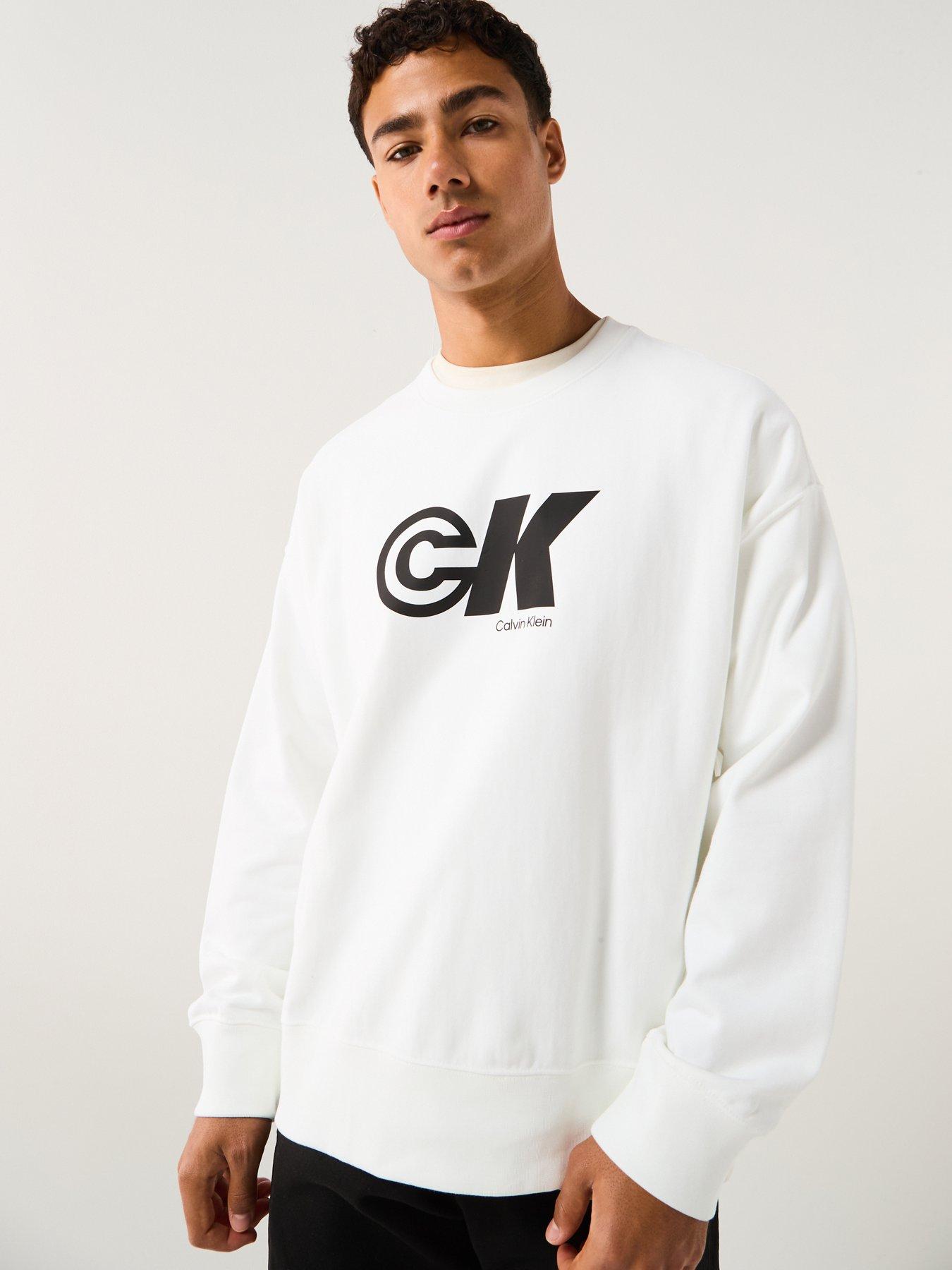 Calvin Klein Jeans Premium Logo Graphic Crew Sweater - White
