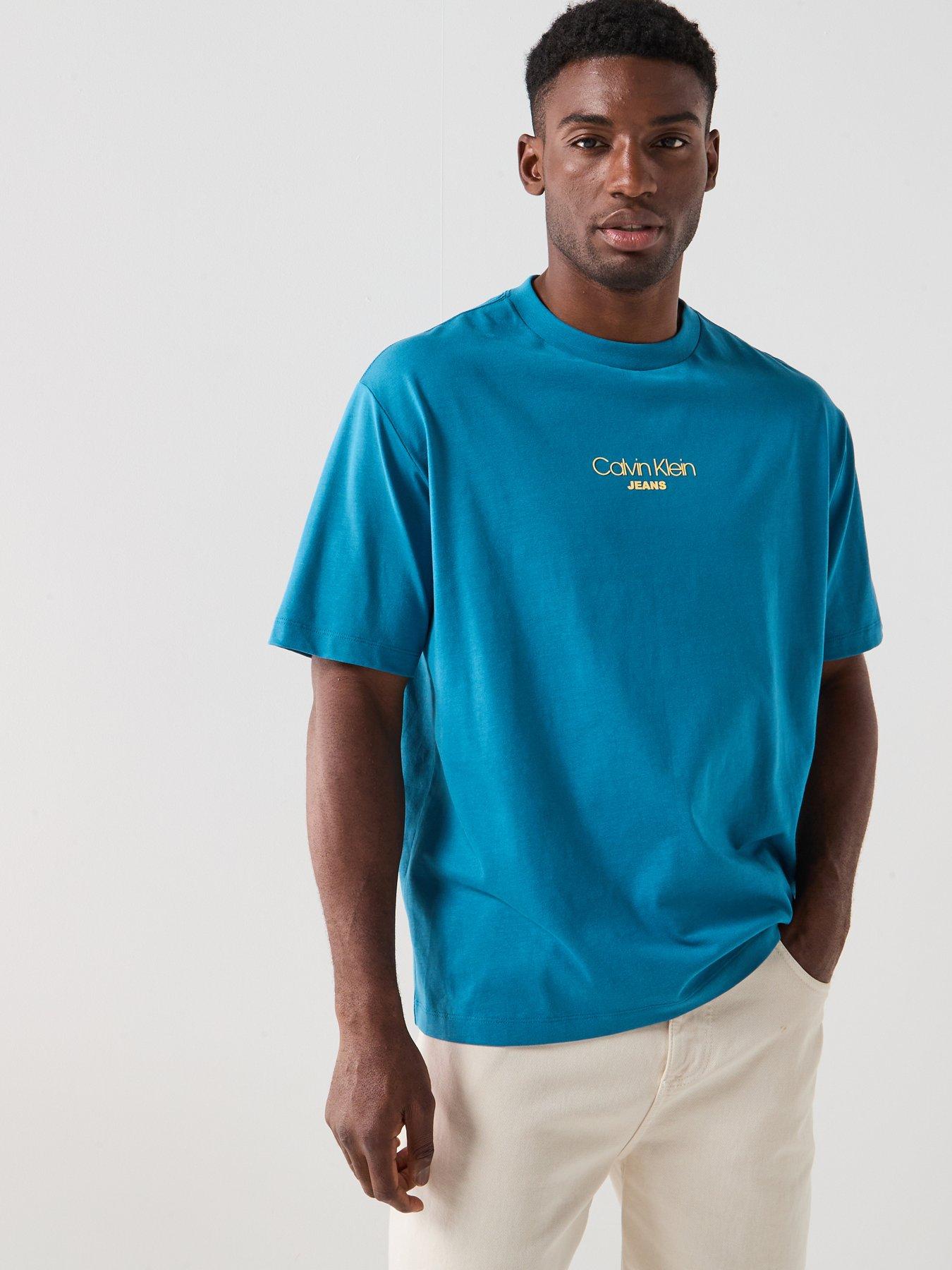 undefined Calvin Klein Jeans Shirt Sleeve Relaxed Fit Graphic T-Shirt - Light Blue