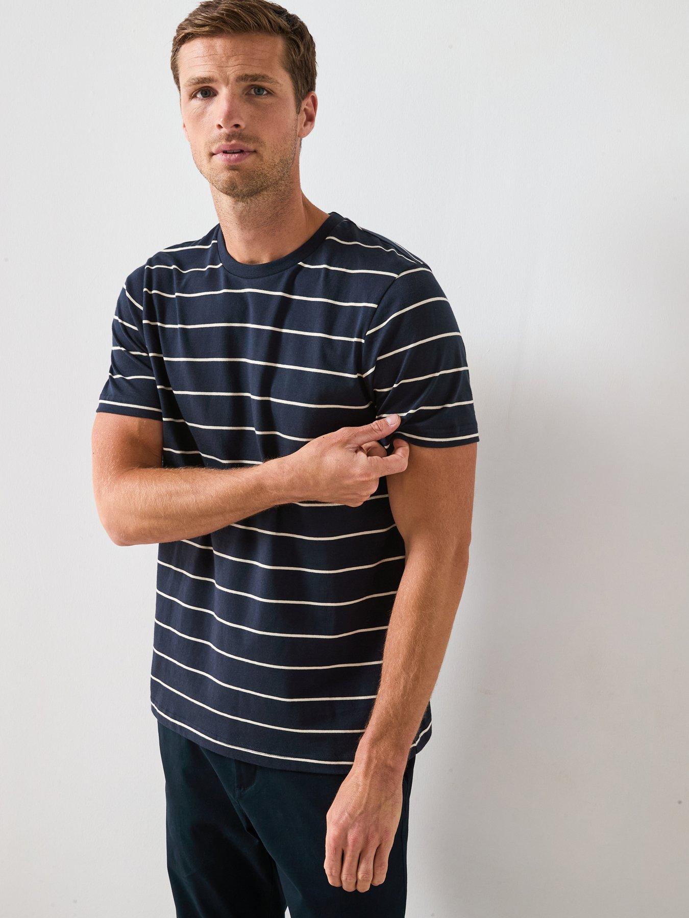 undefined Striped Crew Neck Tee - Navy