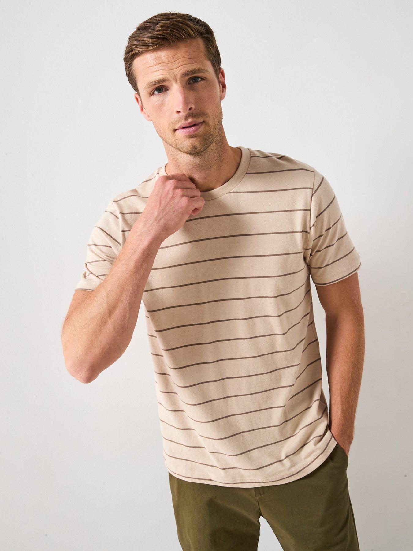 undefined Striped Crew Neck Tee - Beige