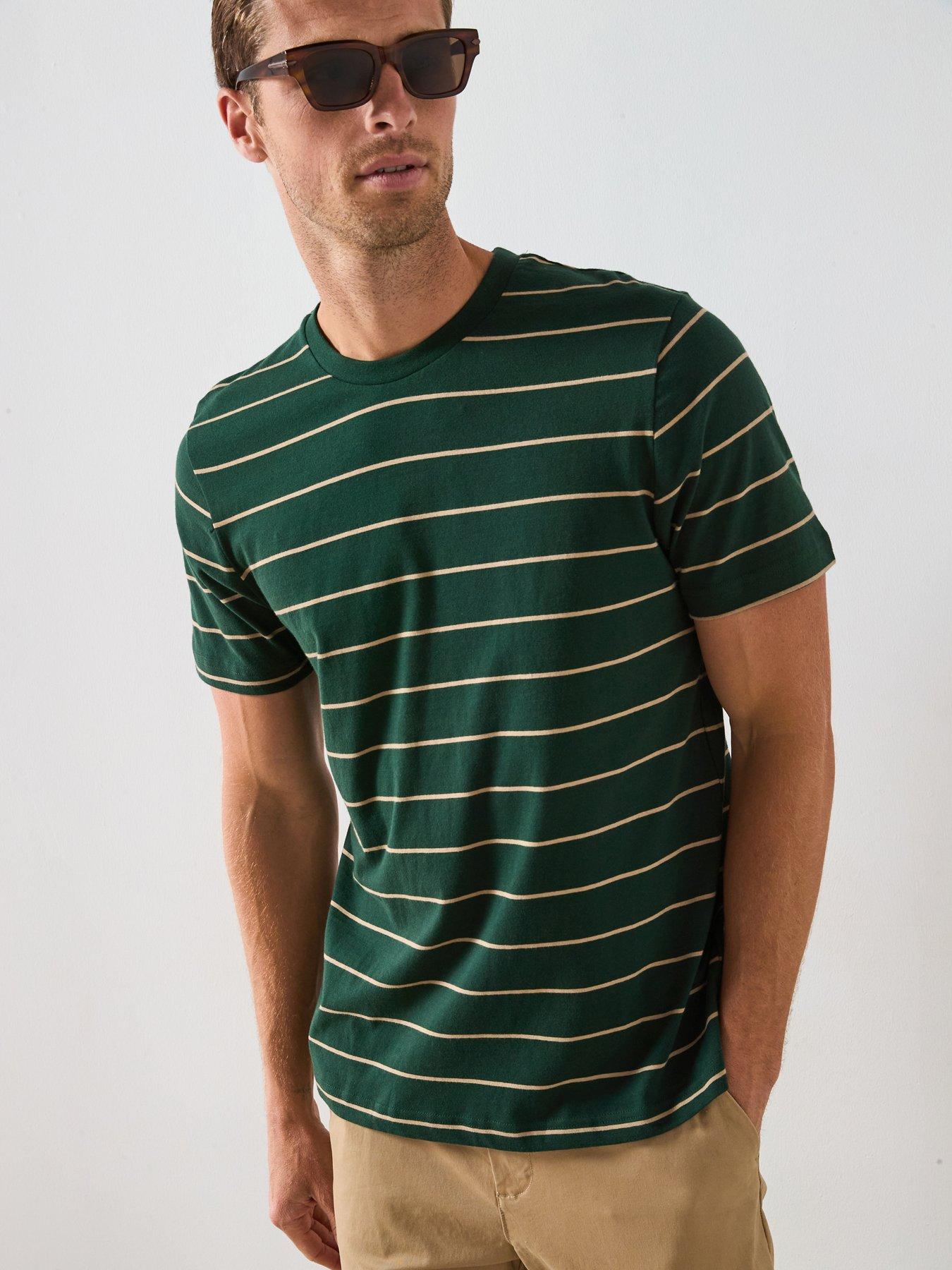 undefined Striped Crew Neck Tee - Green