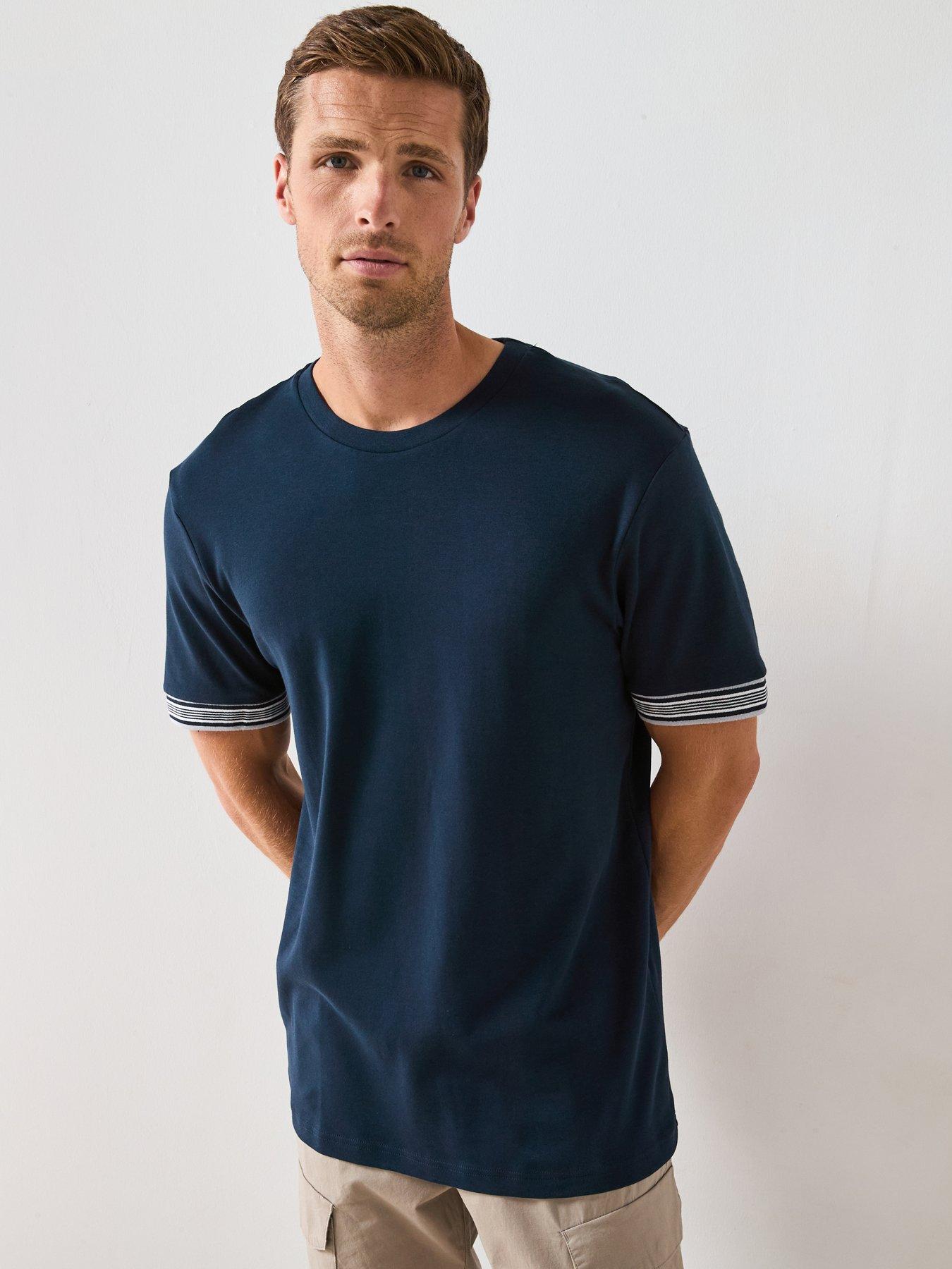 undefined 100% Cotton Tipped T-Shirt - Navy