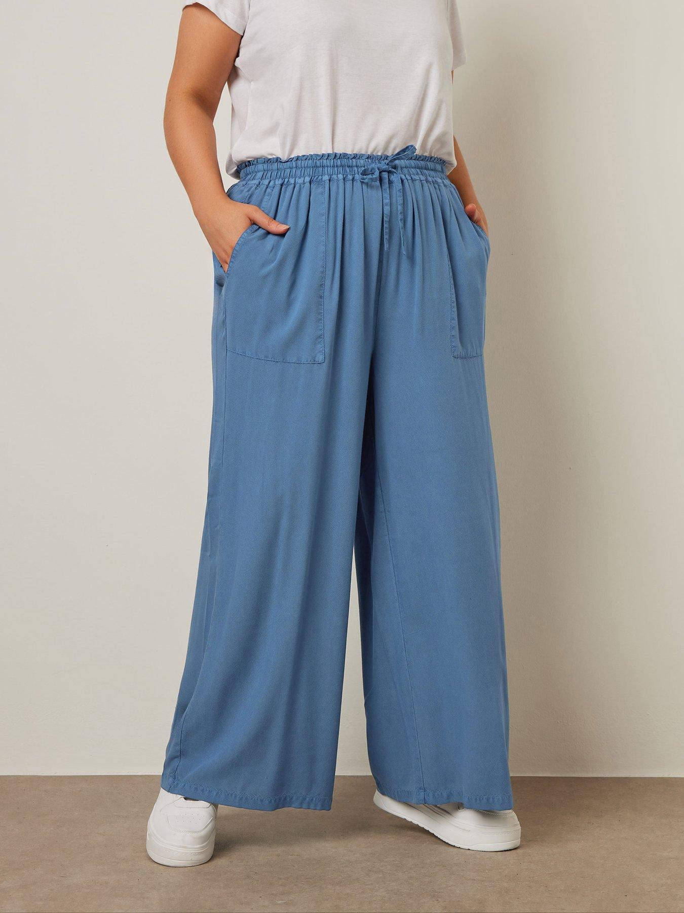 undefined Curve Chambray Pull On Wide Leg Trouser