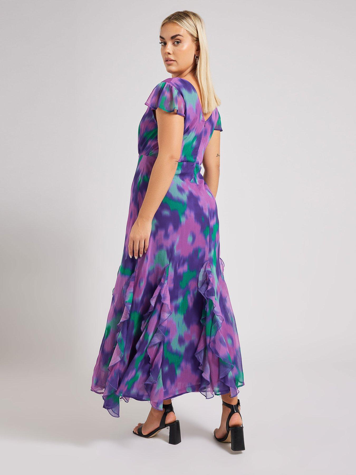 Image 2 of 4 of Yours Curve Blur Ruffle Hem Dress