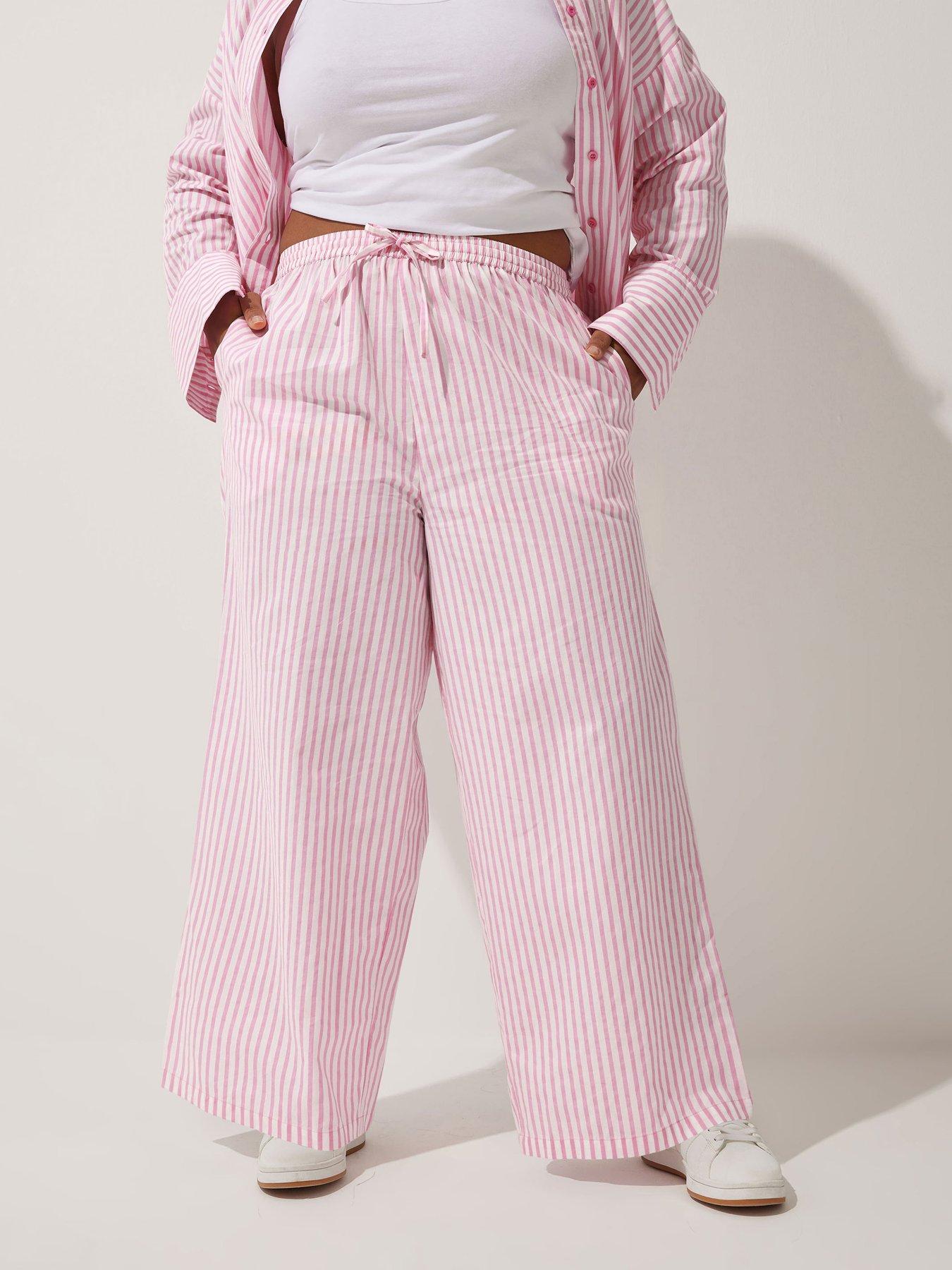 undefined Curve Stripe Trouser - Pink