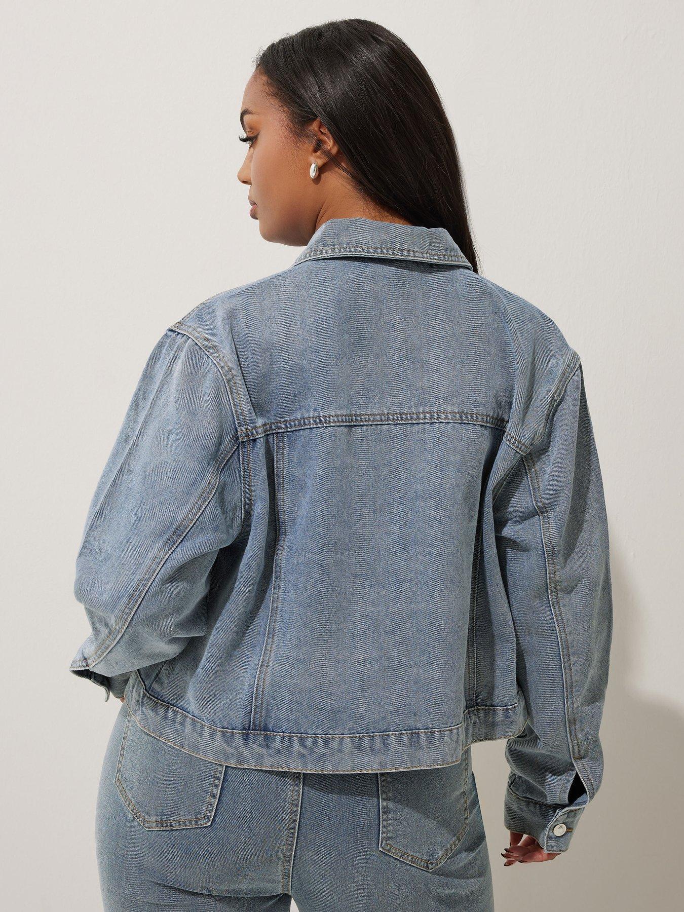 Image 2 of 4 of Yours Curve Palm Tree Embroidered Denim Jacket
