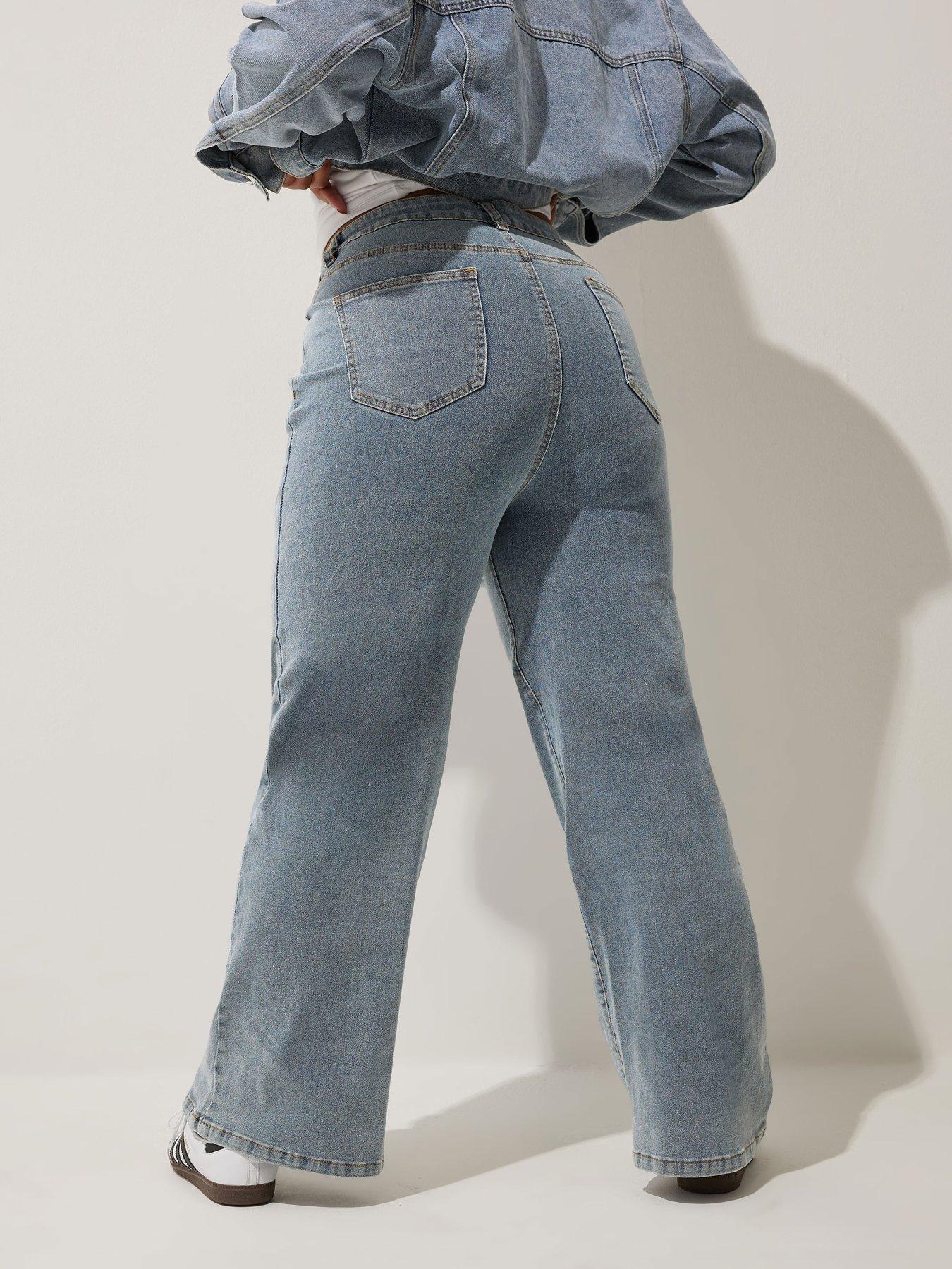 Image 2 of 4 of Yours Curve Palm Tree Embroidered Denim Jeans