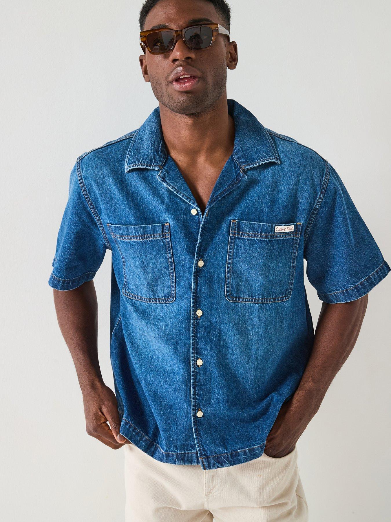 undefined Nile Camp Short Sleeve Denim Shirt - Blue