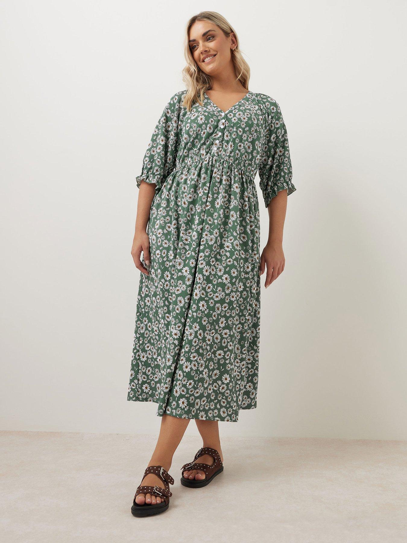 undefined Curve Raglan Prairie Dress - Green
