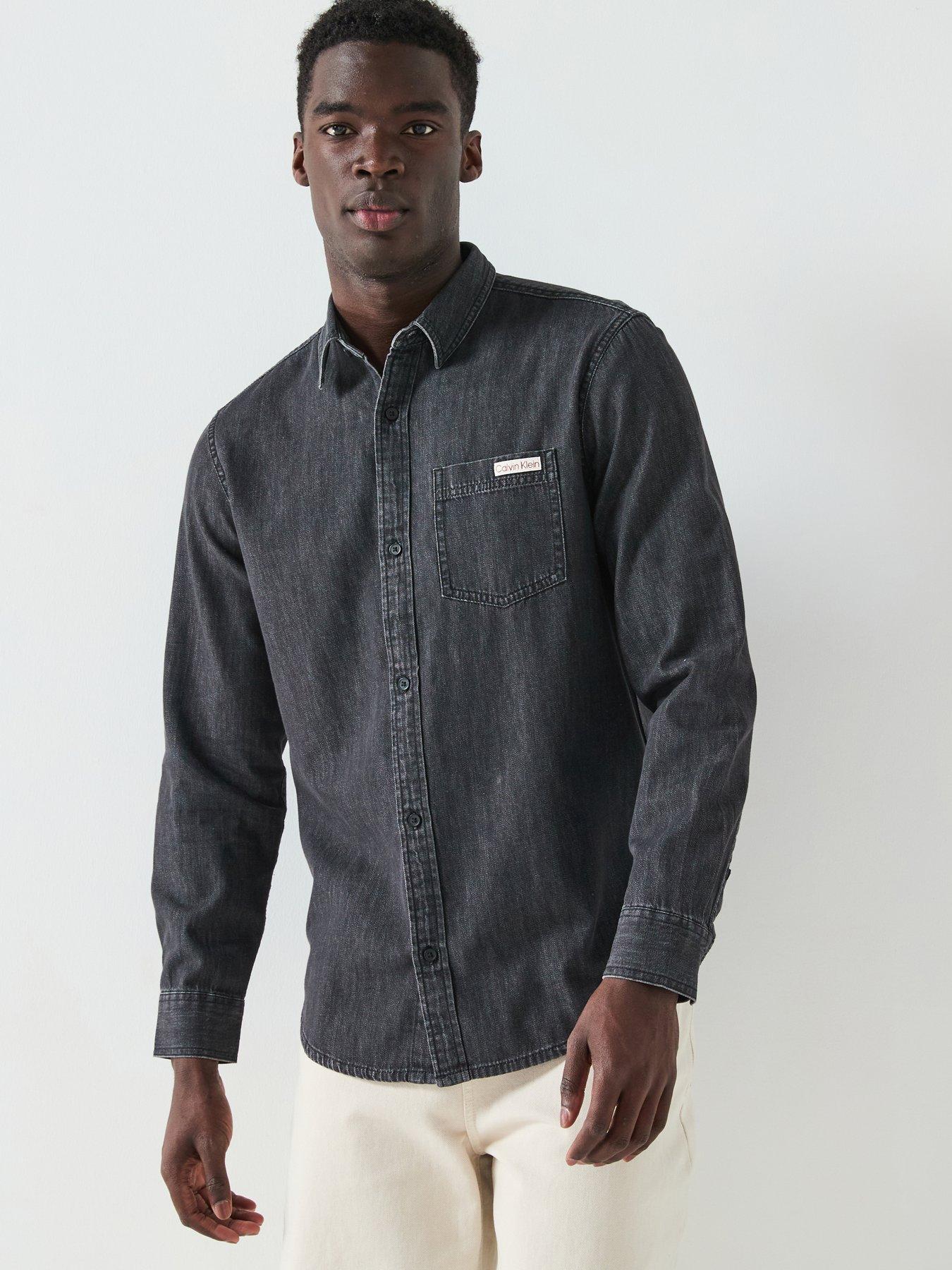 undefined Casual Classic Pocket Logo Denim Shirt - Black
