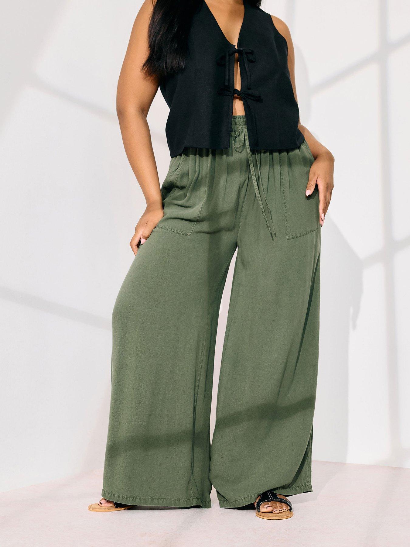 undefined Curve Chambray Pull On Wide Leg Trouser