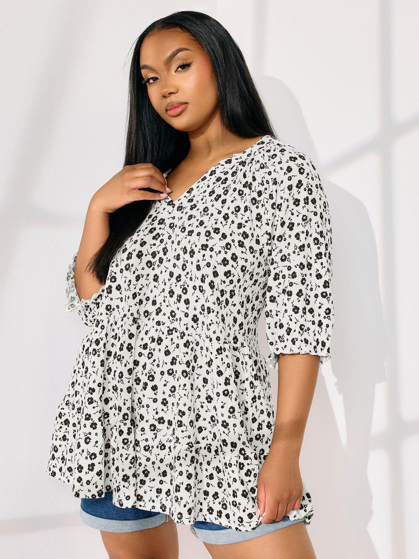 undefined Curve Tiered Notch Neck Top - Natural