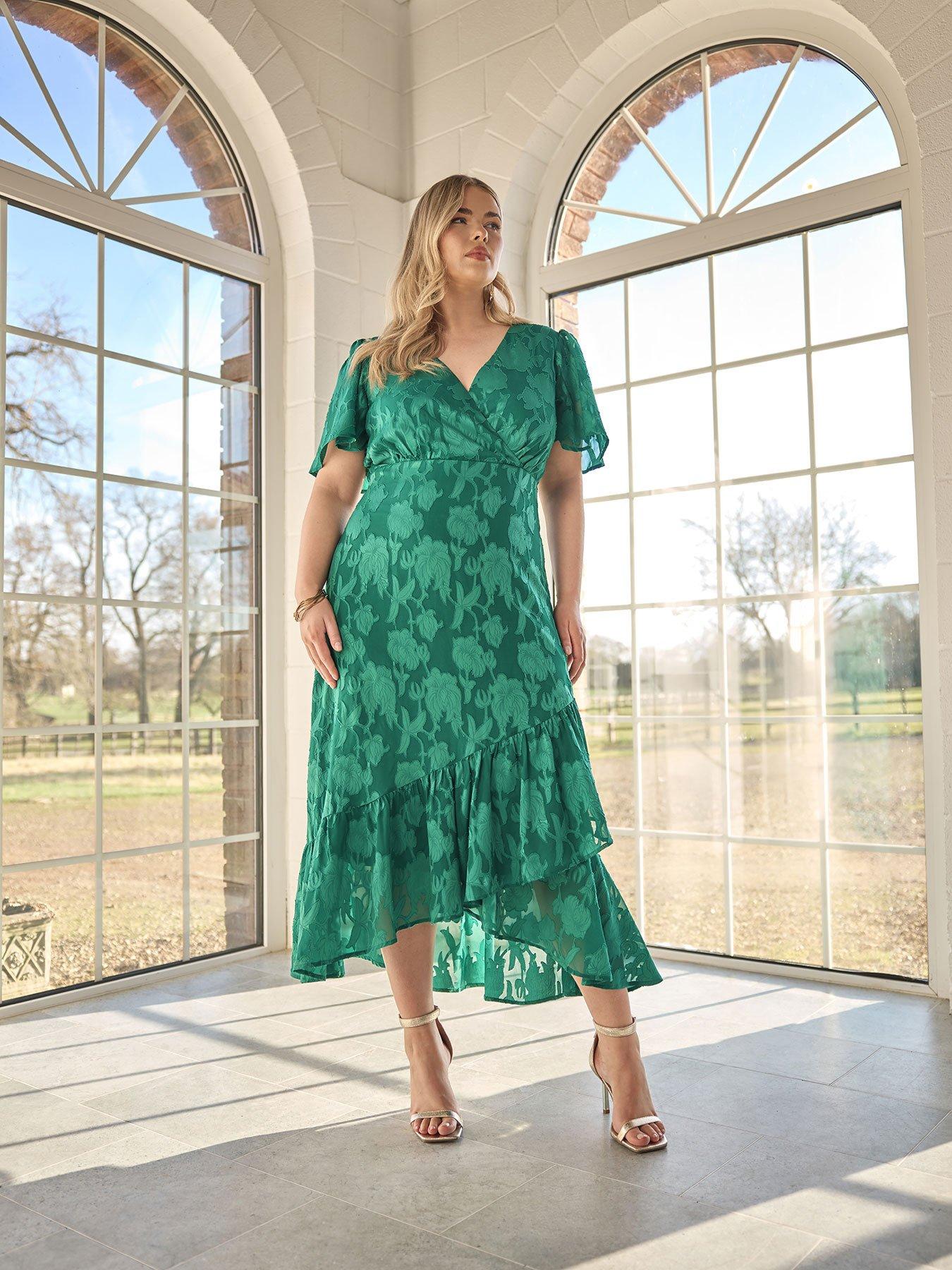 undefined Curve Jacquard Wrap Dress