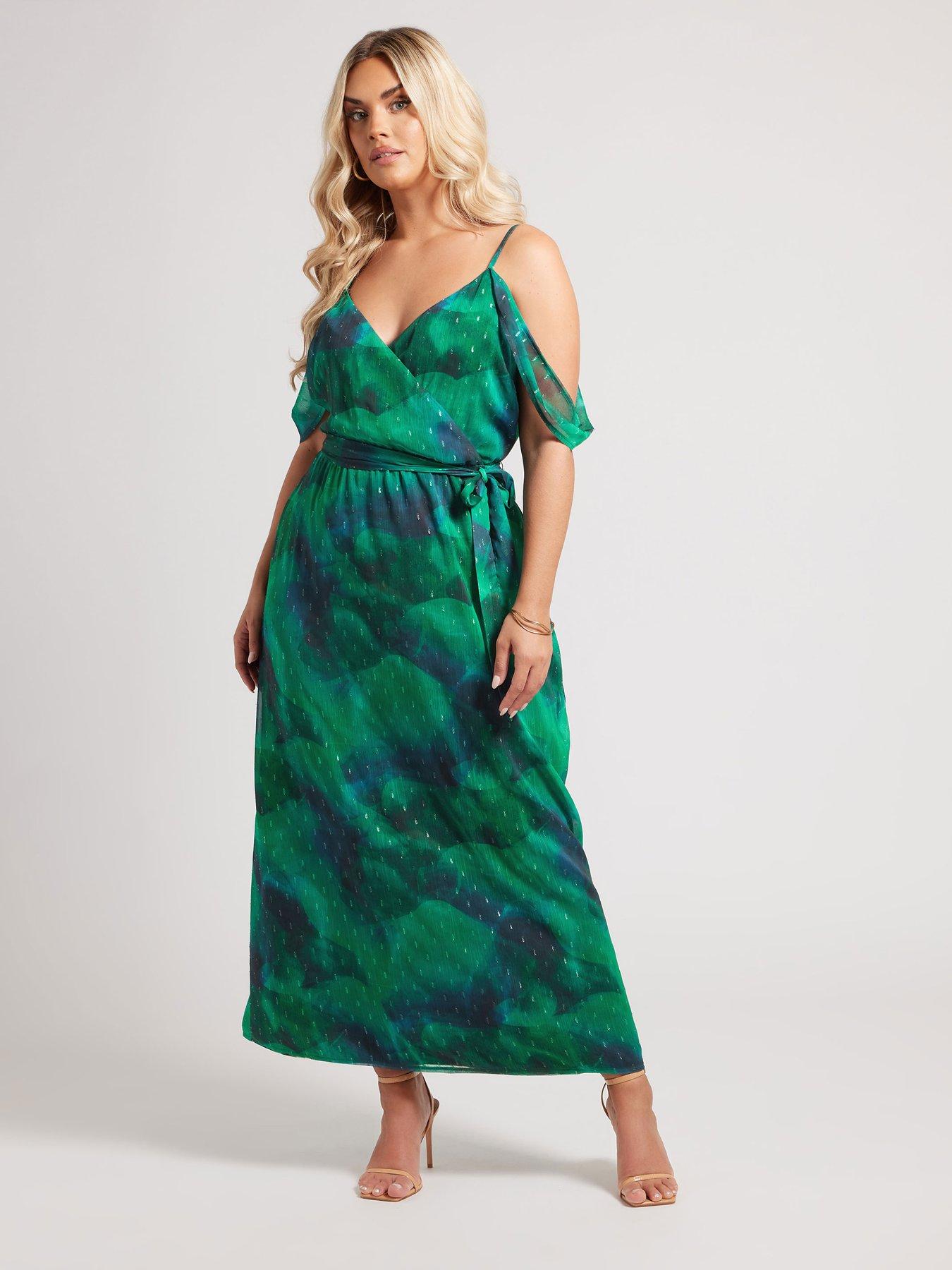 undefined Curve Metallic Spot Ruffle Dress