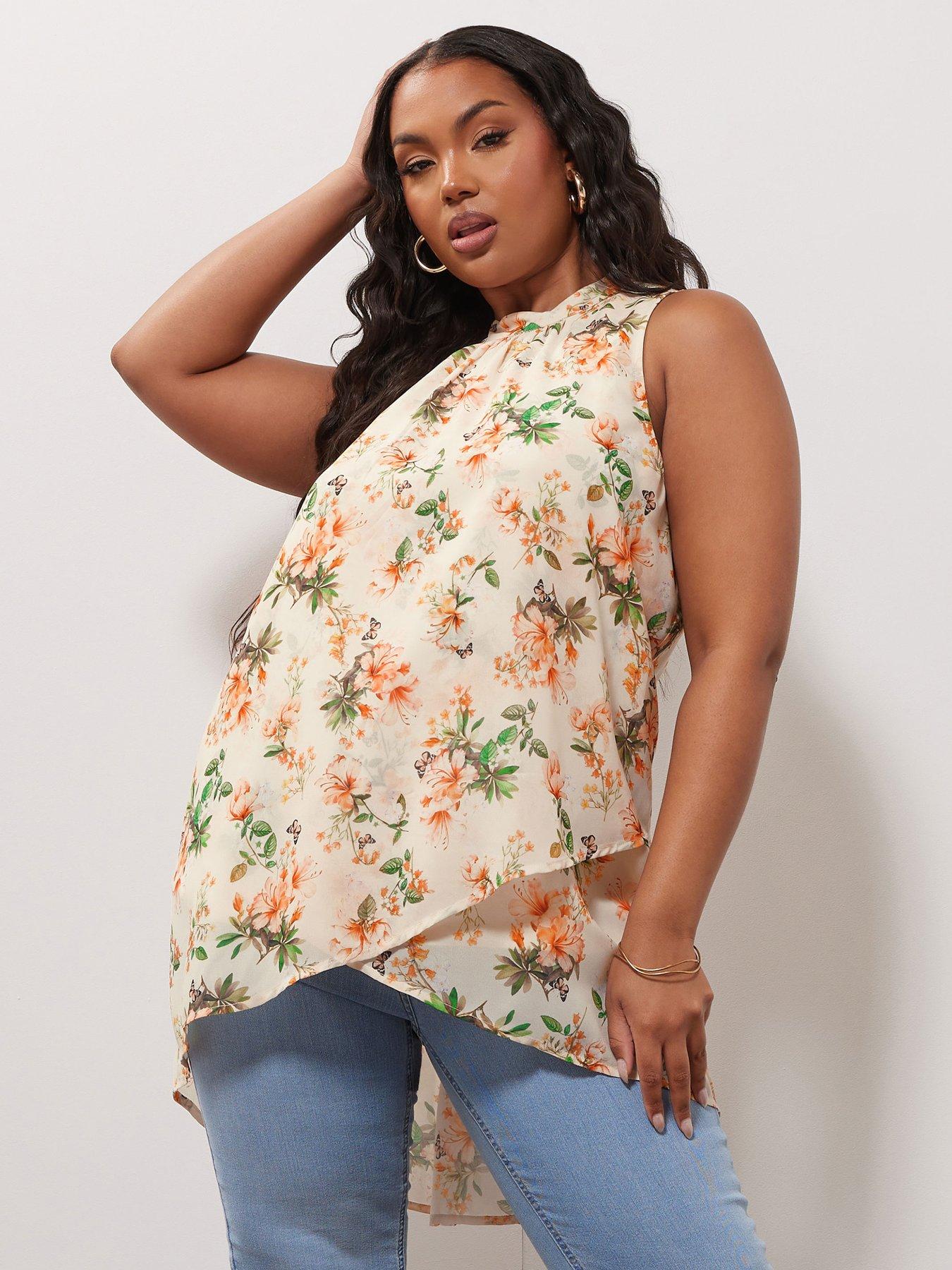 undefined Curve Floral High Low Layered Blouse