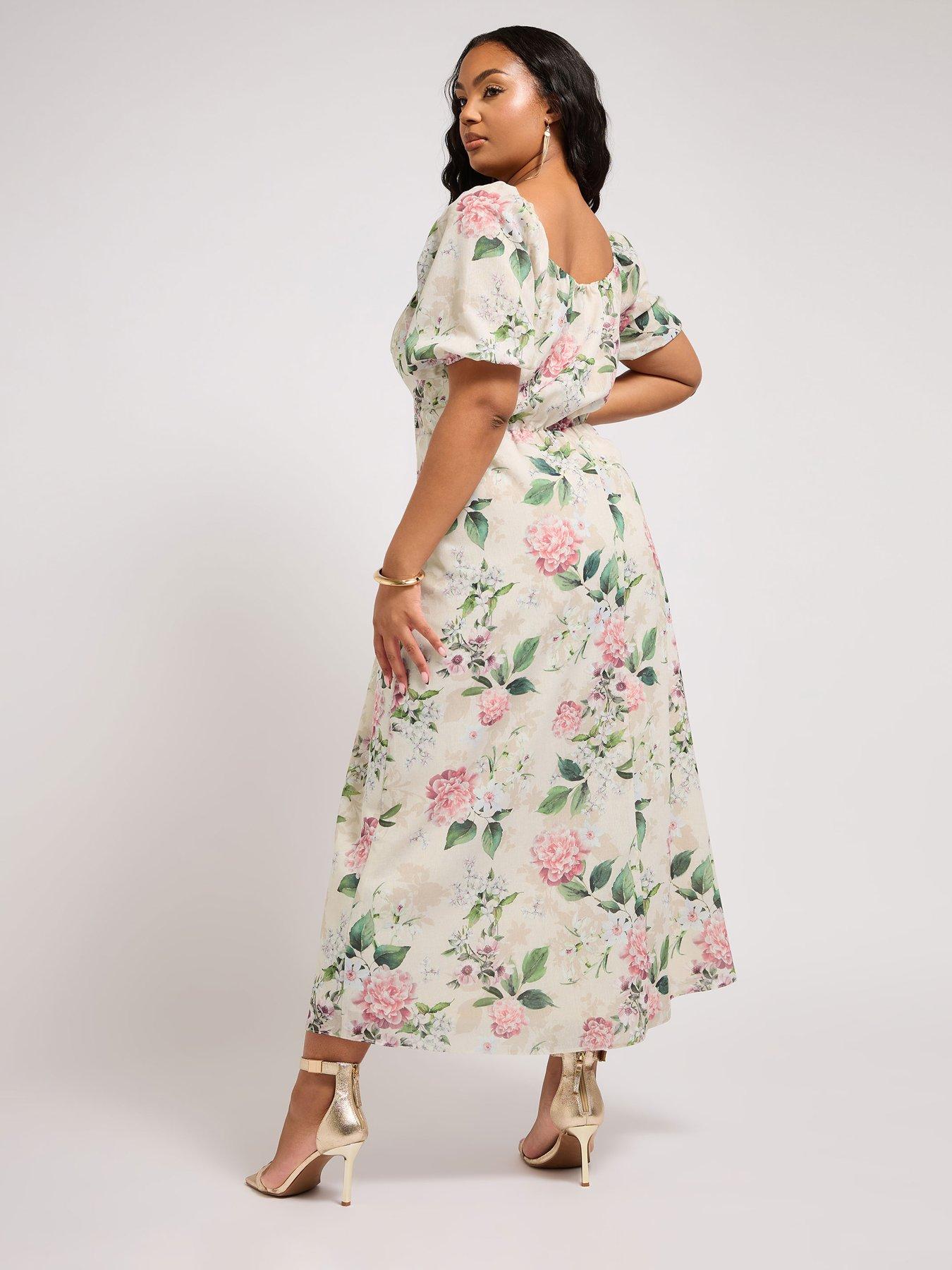 Image 2 of 4 of Yours Curve Floral Square Neck Dress