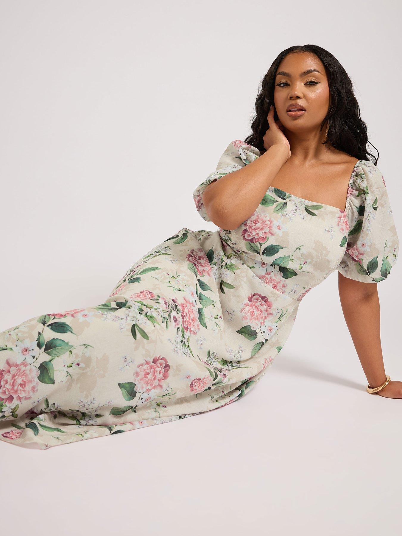 Image 4 of 4 of Yours Curve Floral Square Neck Dress