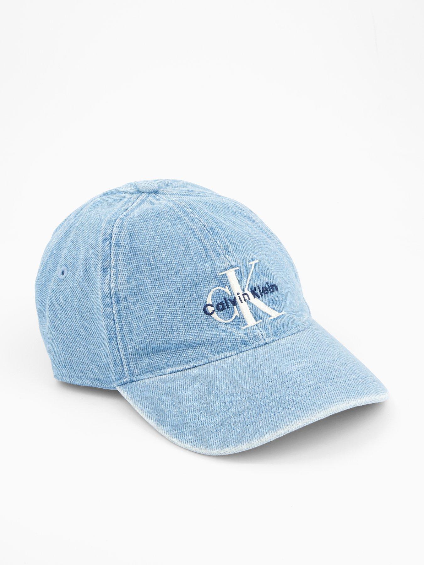 Calvin Klein Monologo Embroidered Denim Cap - Light Wash