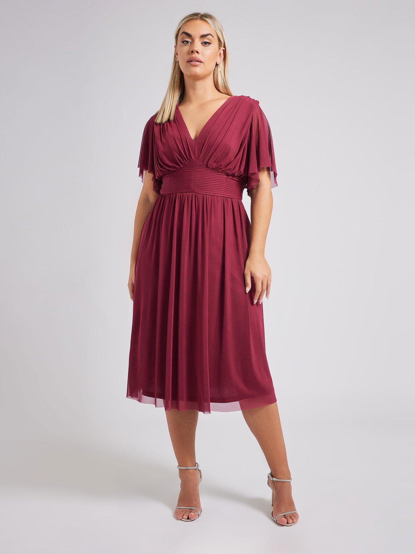 undefined Curve Pleated Gathered V Neck Dress