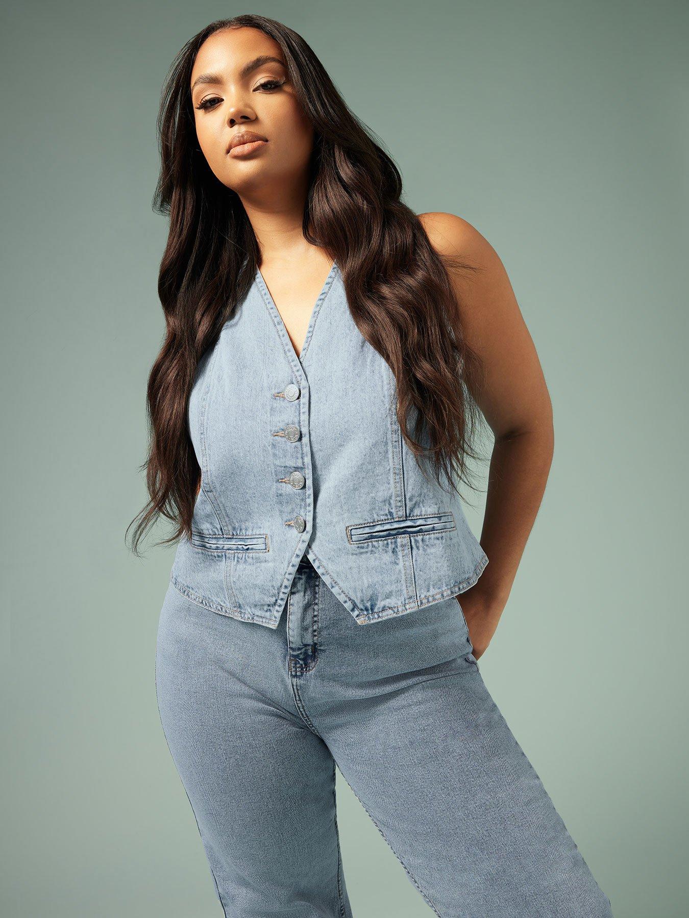 Image 1 of 4 of Yours Curve Denim Waistcoat