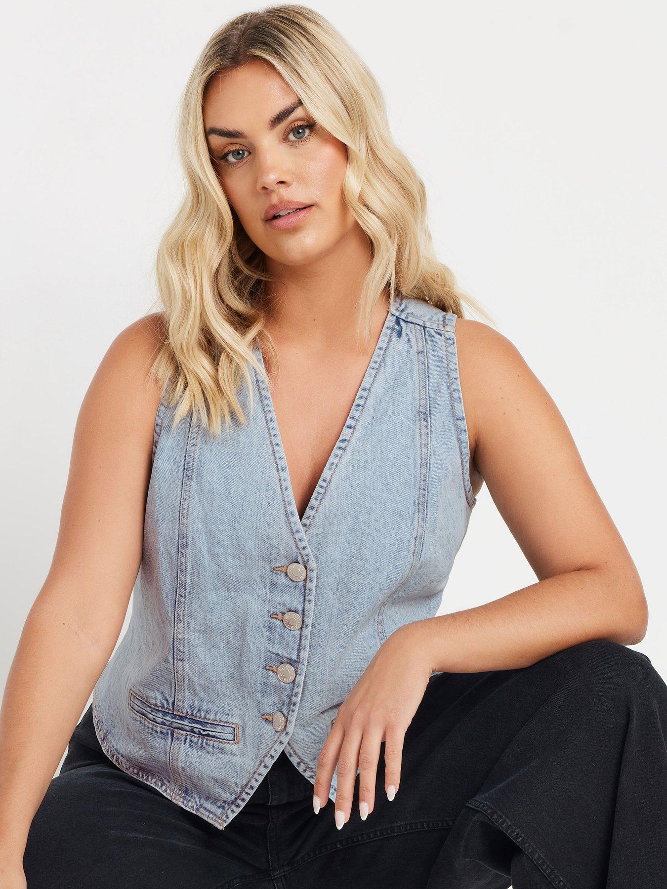 Image 4 of 4 of Yours Curve Denim Waistcoat