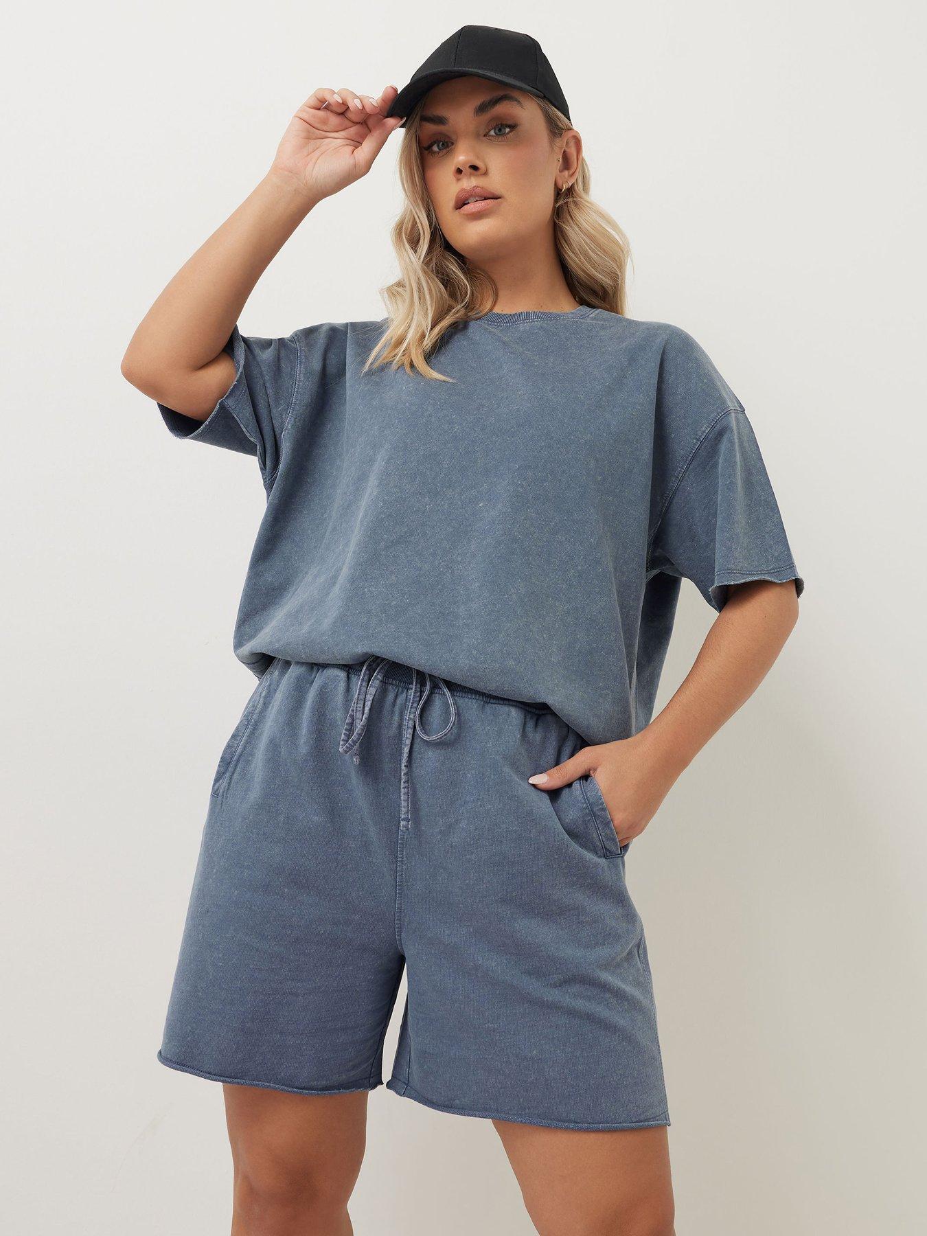 Image 1 of 4 of Yours Curve Acid Wash Sweat Short