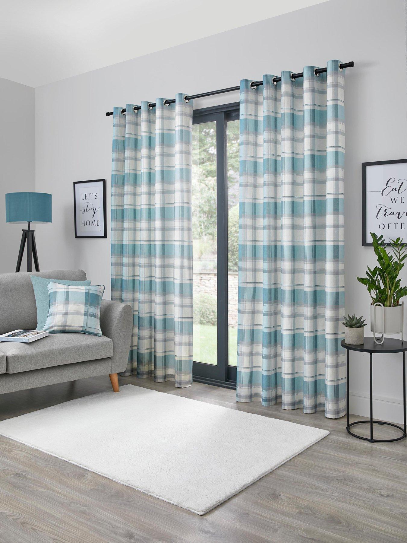 undefined Balmoral Check Allover Check Print Pair Of Eyelet Curtains