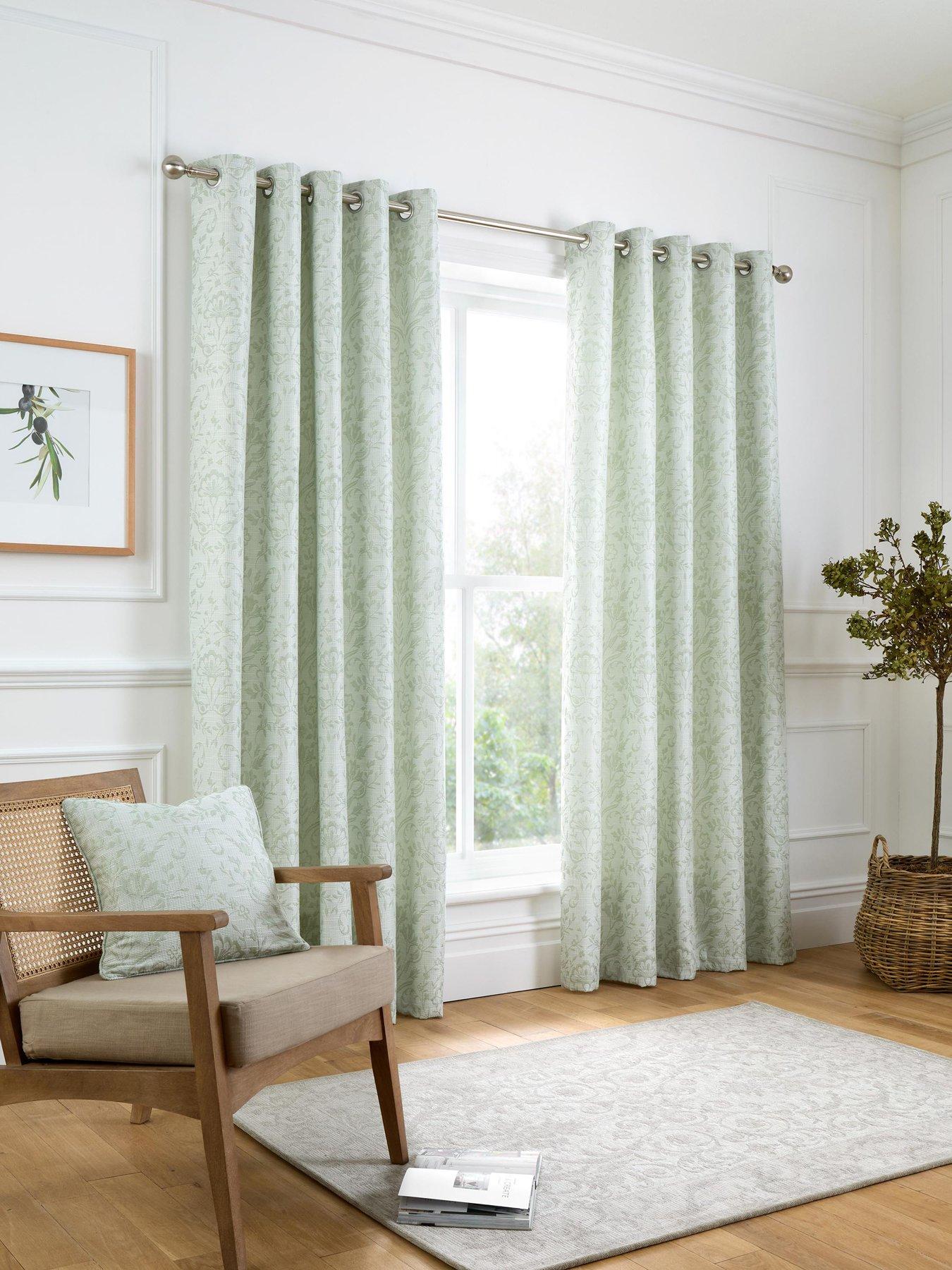 undefined Marple Woven Bird  &  Stems Thermal Pair Of Eyelet Curtains