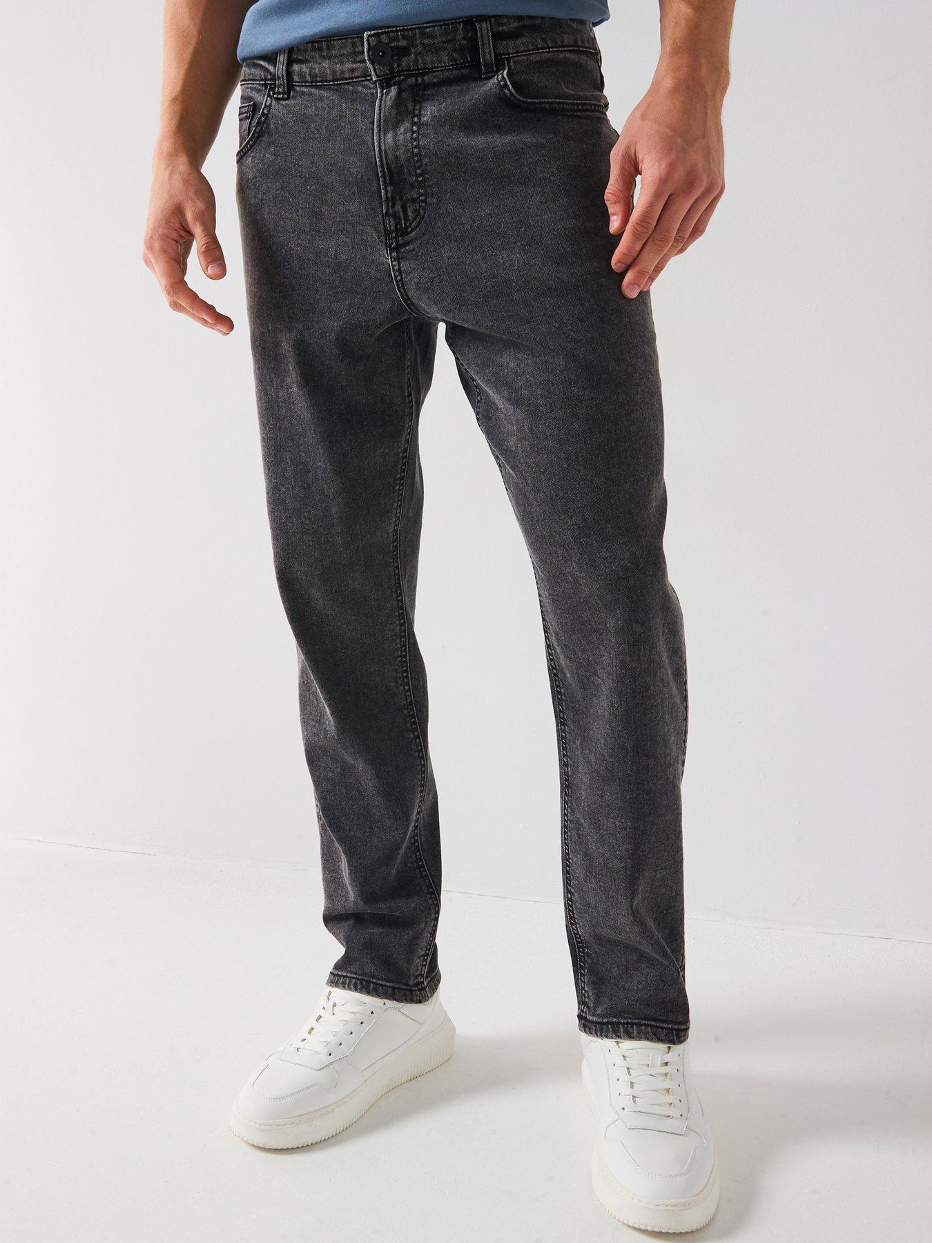 undefined 100% Cotton Straight Tapered Jeans - Black Wash