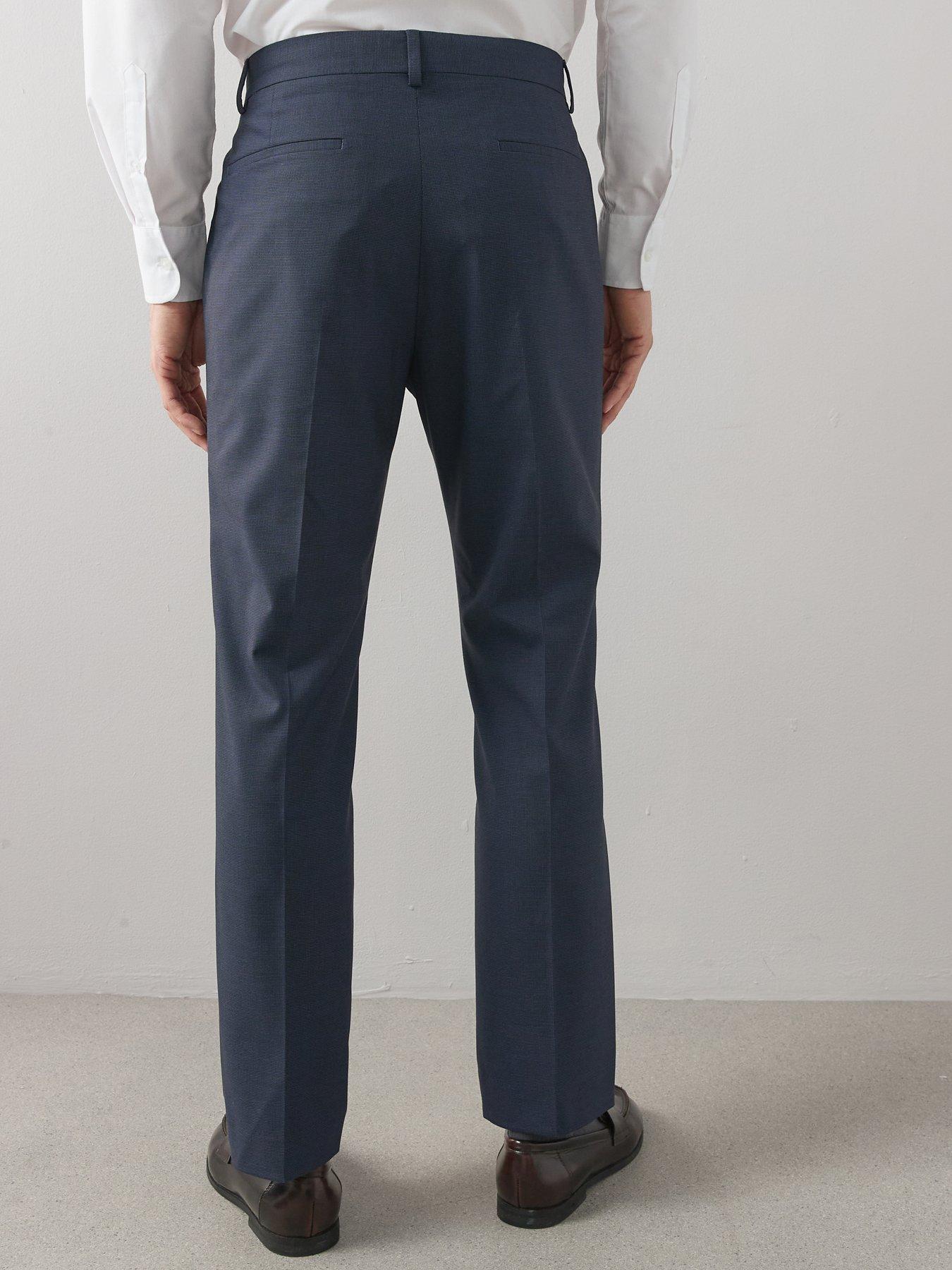 Very Man Slim Fit Micro Dogtooth Suit Trousers - Navy | Very