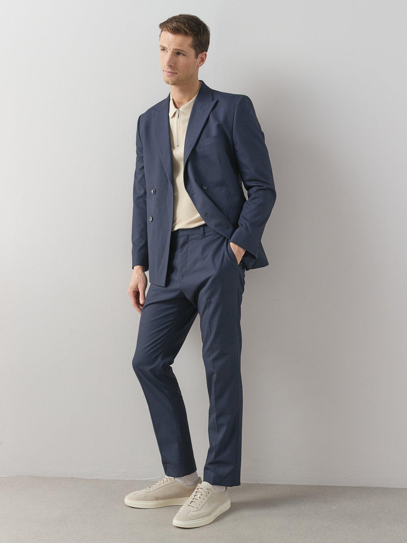 Very Man Slim Fit Micro Dogtooth Suit Trousers - Navy | Very