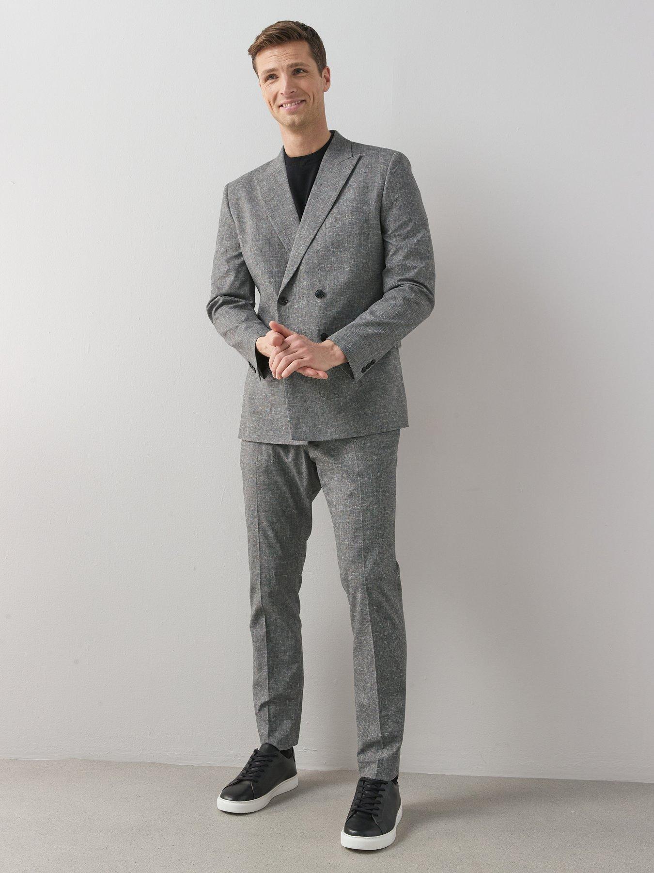 Image 5 of 7 of Very Man Slim Fit Textured Suit Trousers - Grey