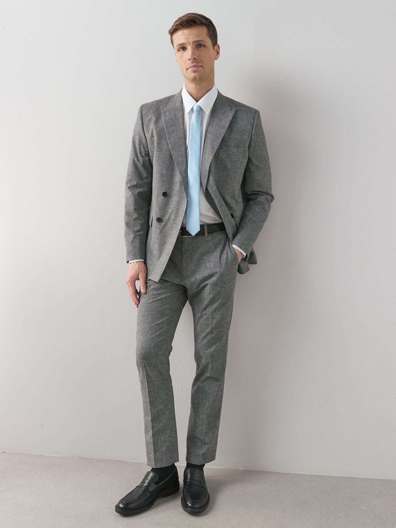 Image 6 of 7 of Very Man Slim Fit Textured Suit Trousers - Grey