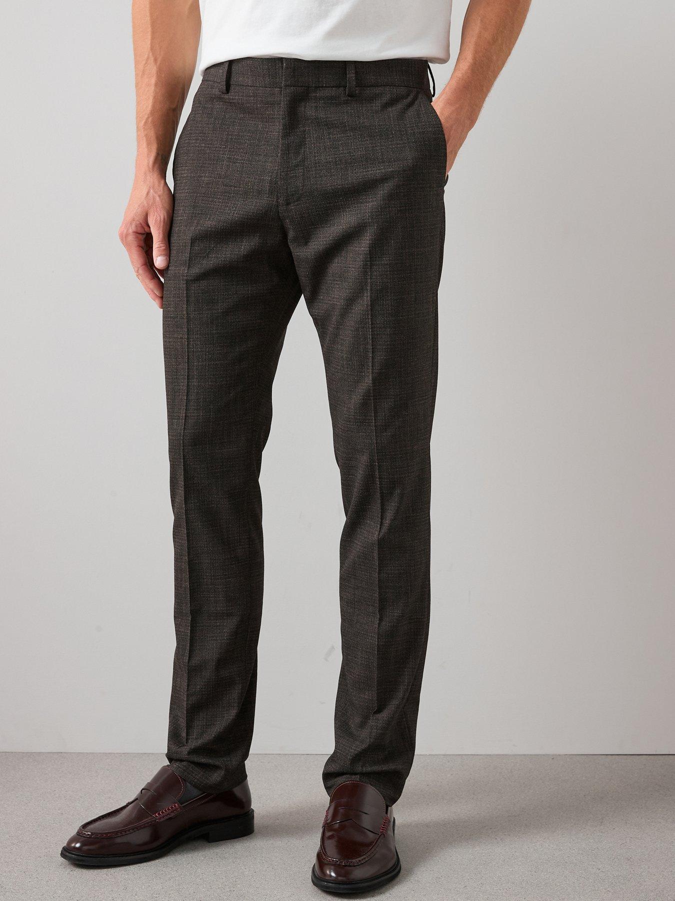 The Very Collection Slim Fit Textured Suit Trousers - Brown