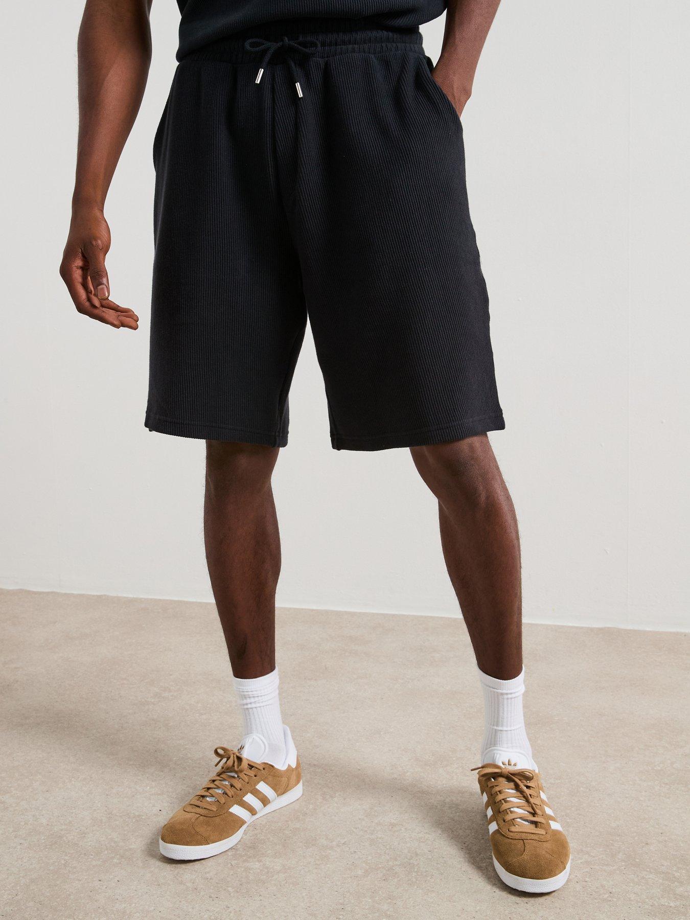 Very Man Pure Cotton Ribbed Shorts - Black