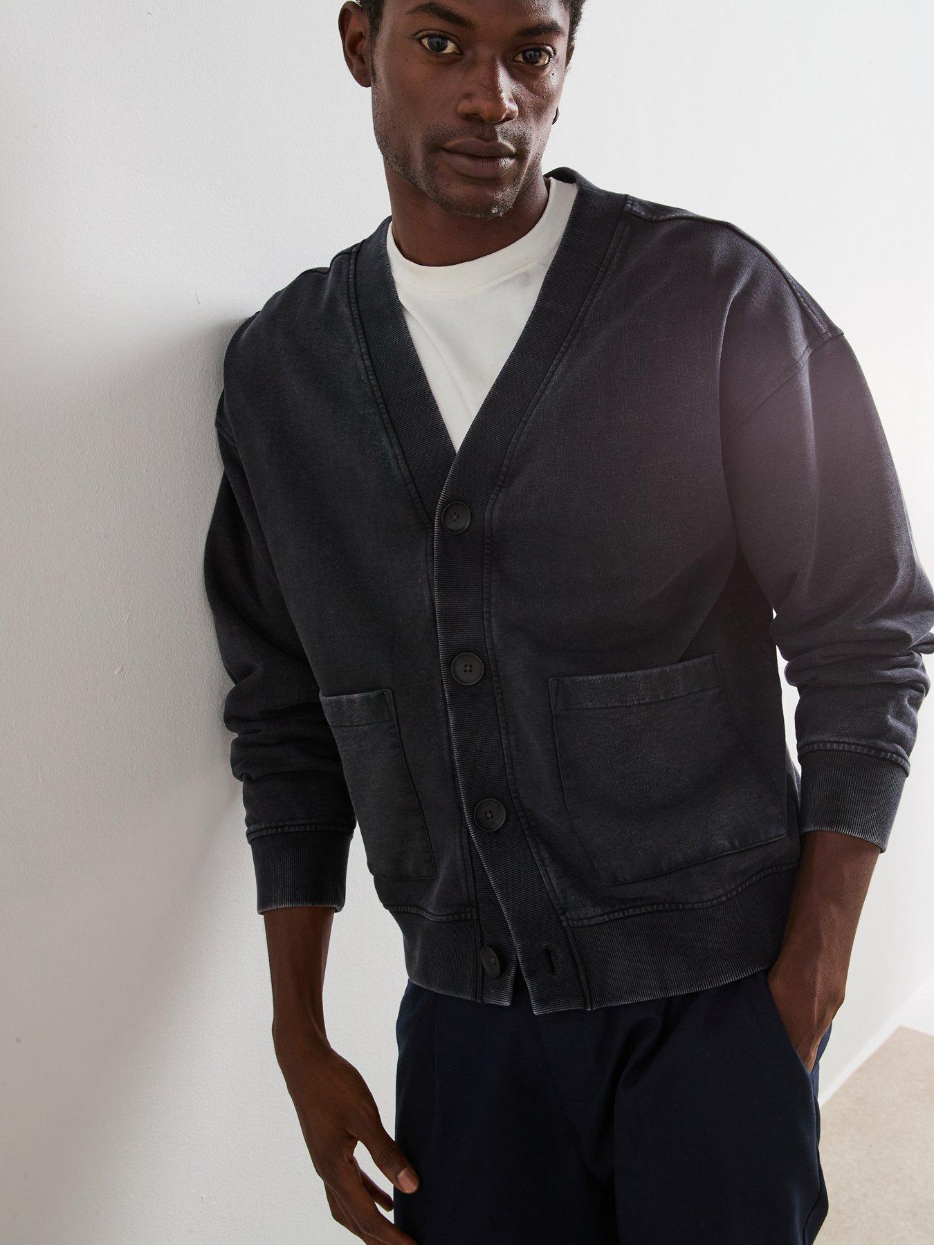 undefined Washed Oversized Cardigan - Charcoal