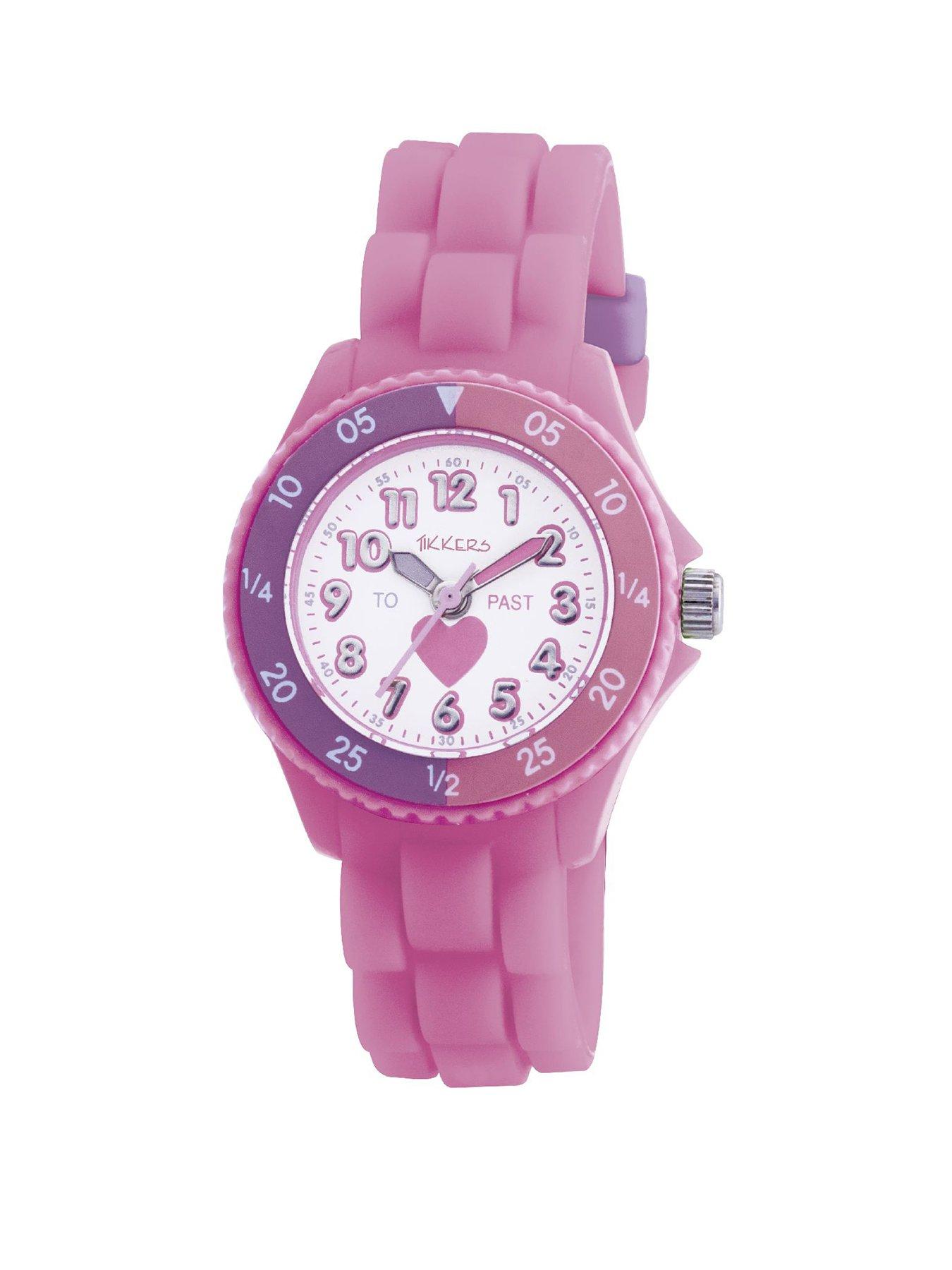 undefined Girls Pink Silicone Strap Heart Time Teacher Watch