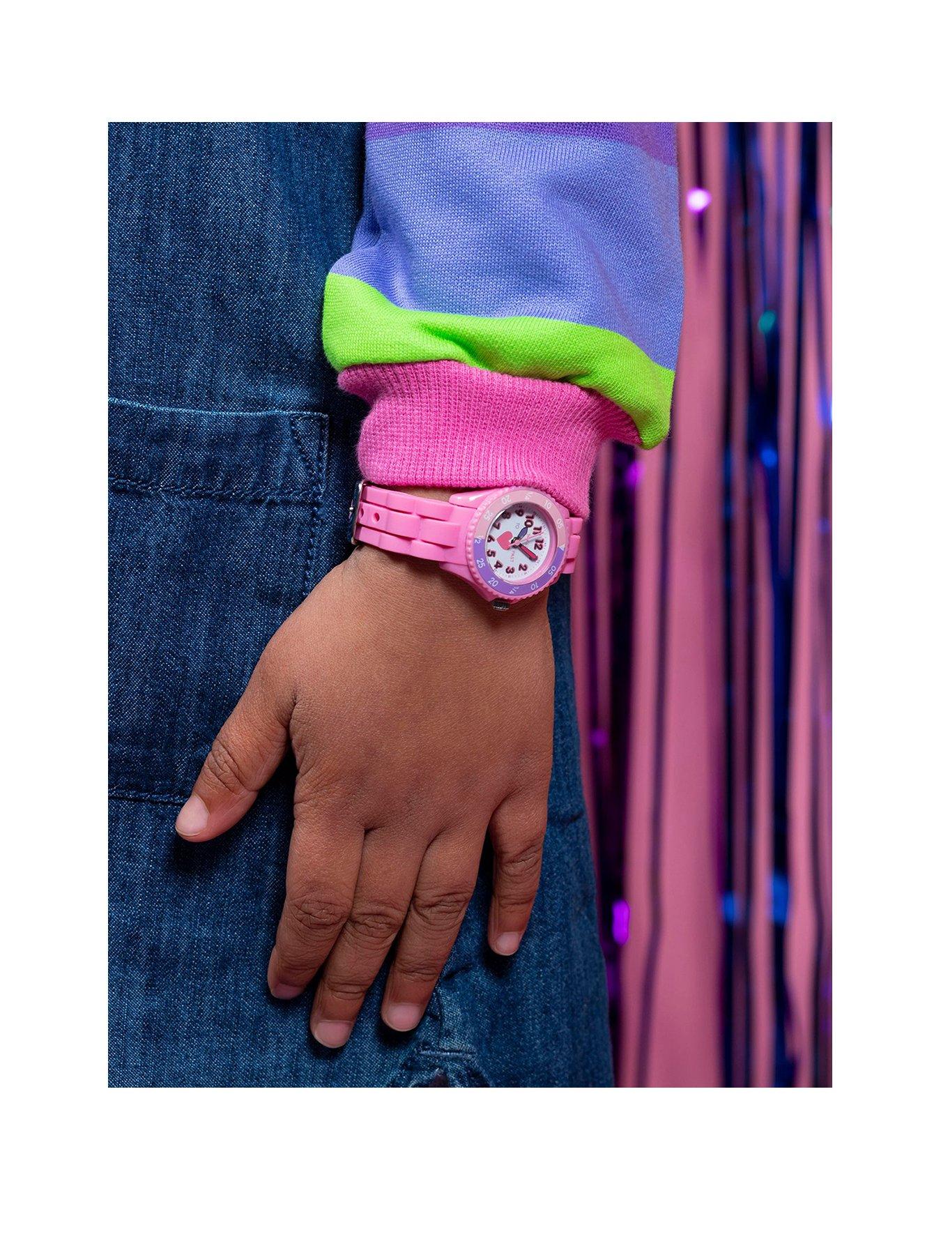 Image 2 of 7 of Tikkers Girls Pink Silicone Strap Heart Time Teacher Watch