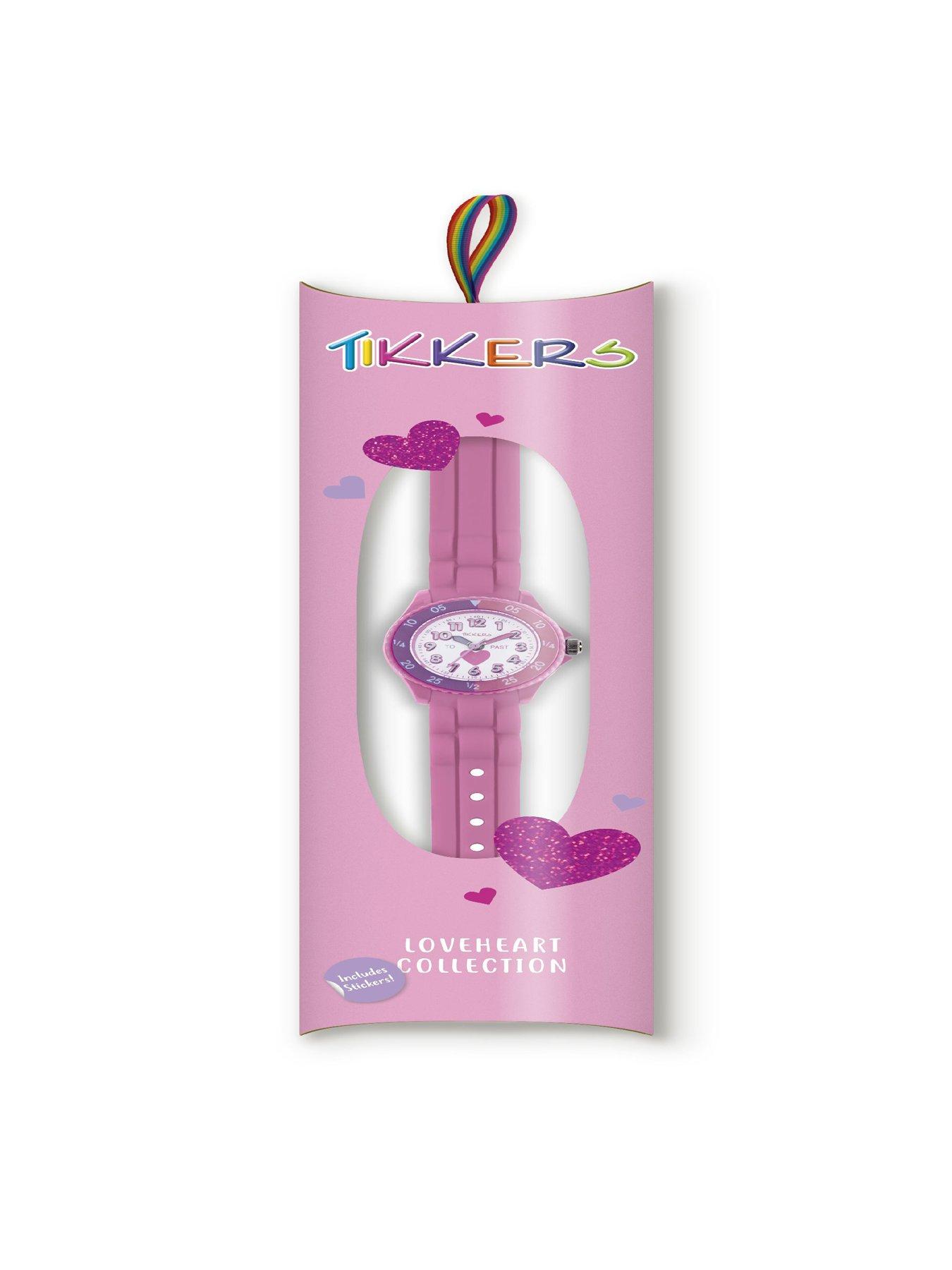 Image 6 of 7 of Tikkers Girls Pink Silicone Strap Heart Time Teacher Watch